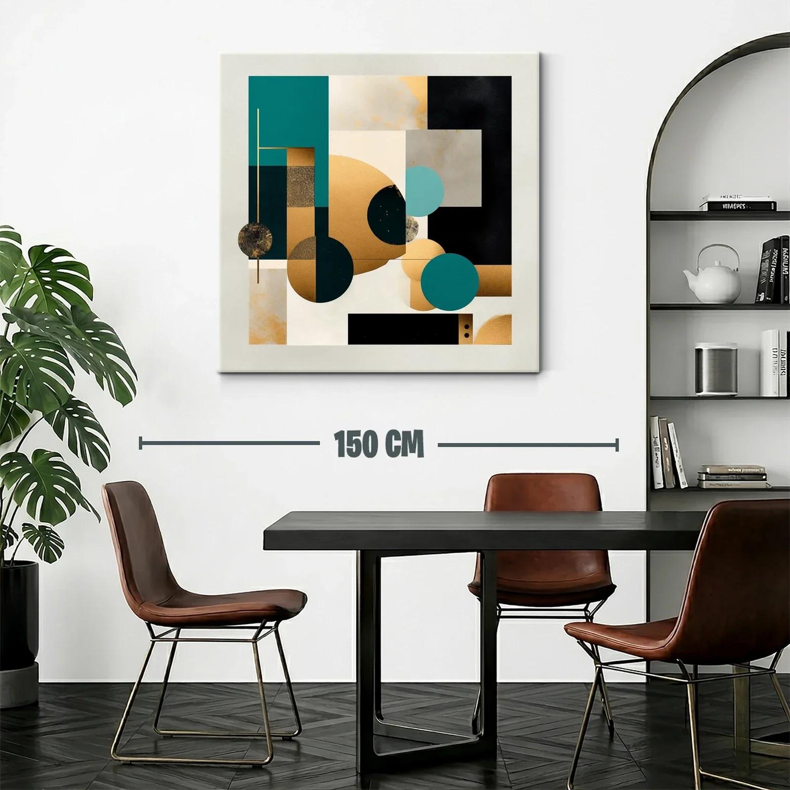 Composición abstracta con tonos dorados y azul profundo — miniatura 2