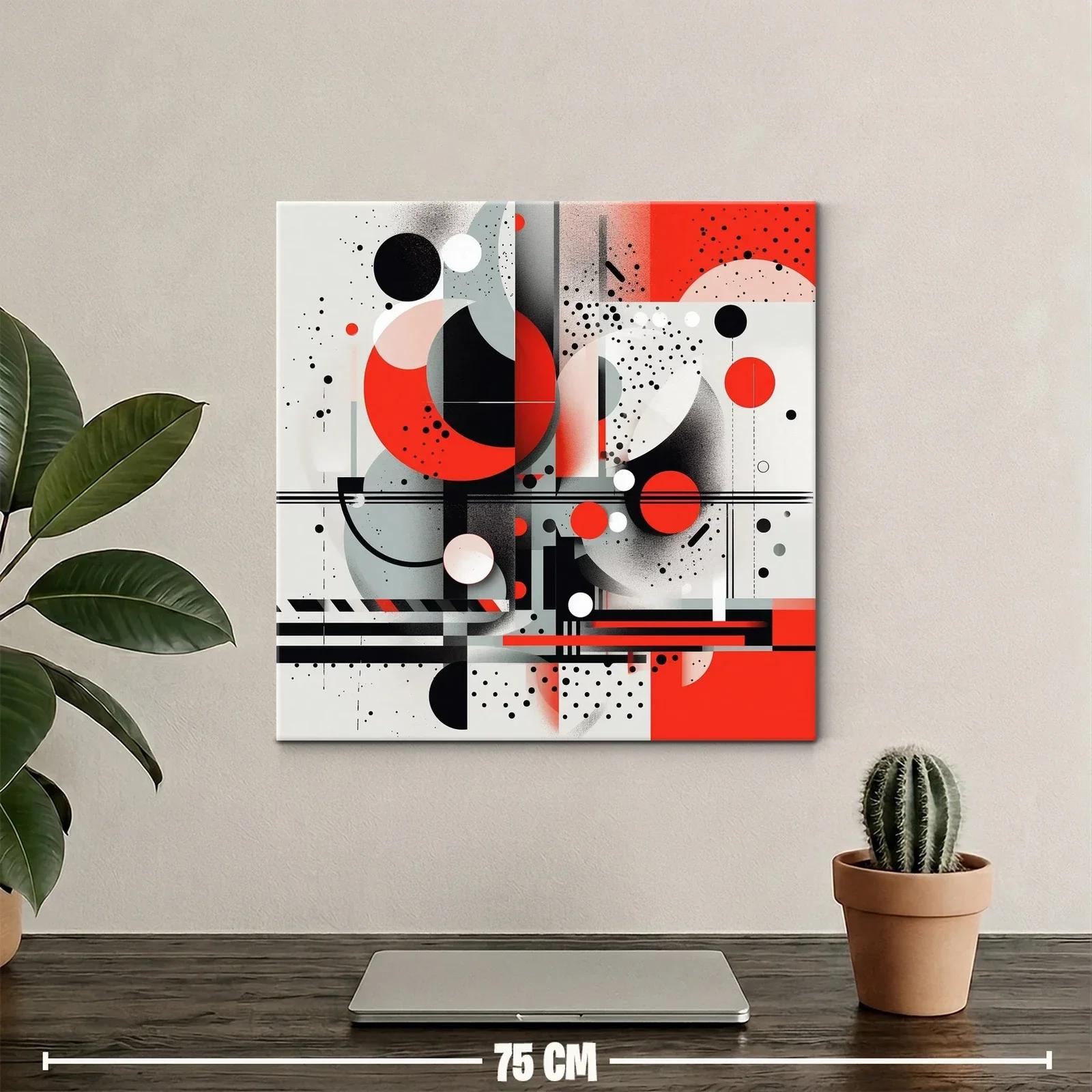 Cuadro abstracto con formas geométricas en rojo y negro — miniatura 2