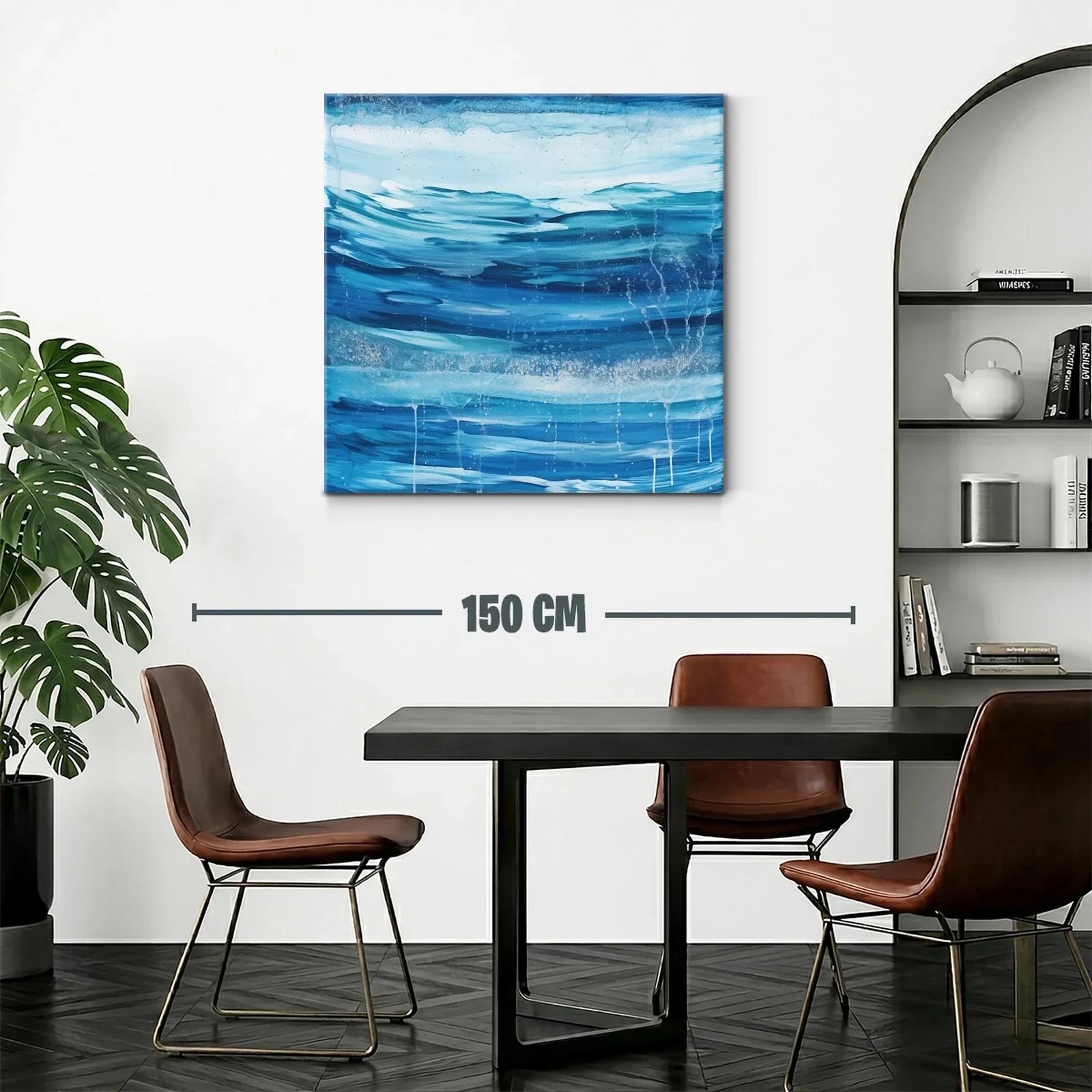 Cuadro abstracto inspirado en el movimiento del agua azul — miniatura 2
