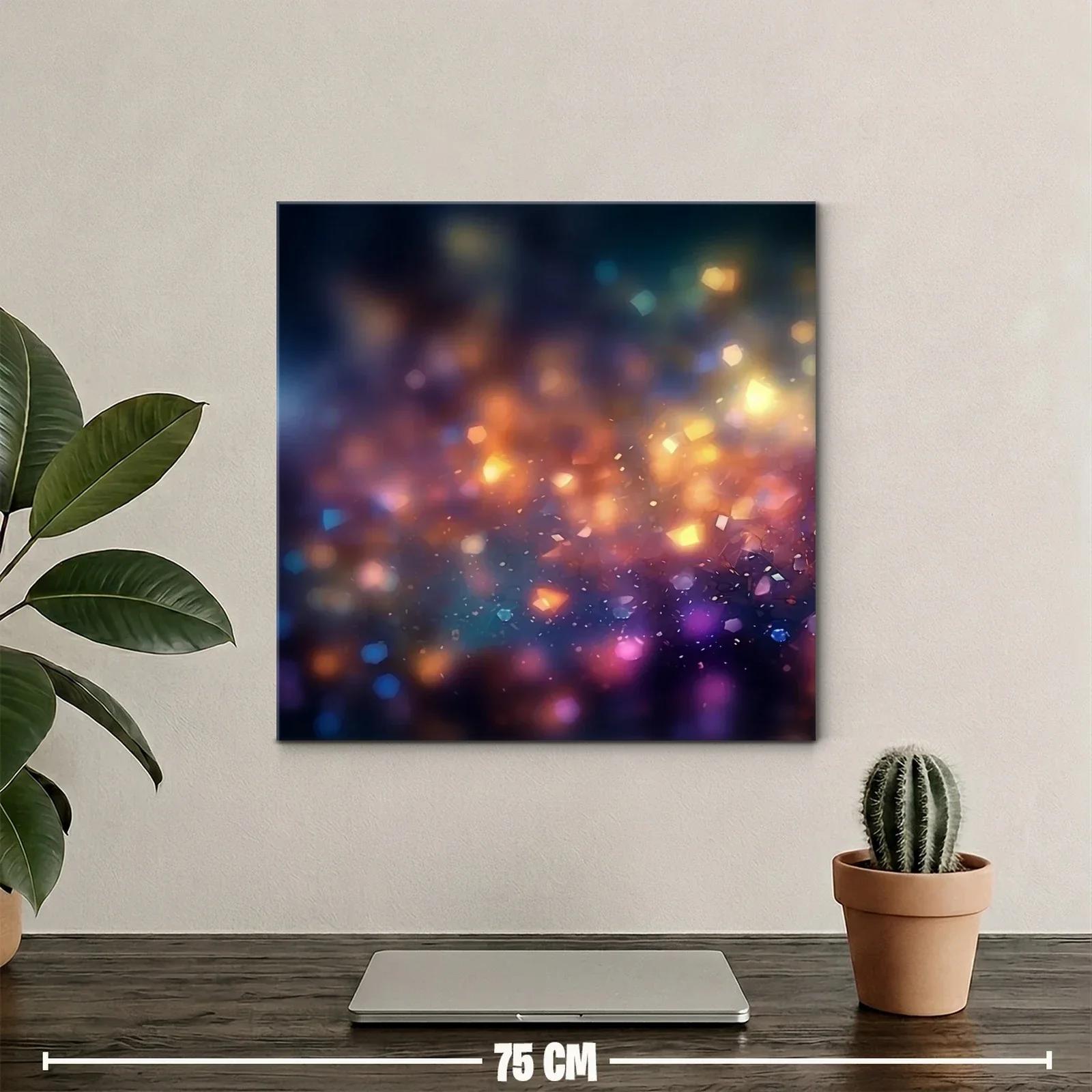 Cuadro abstracto luces difusas en tonos cálidos y fríos — miniatura 2