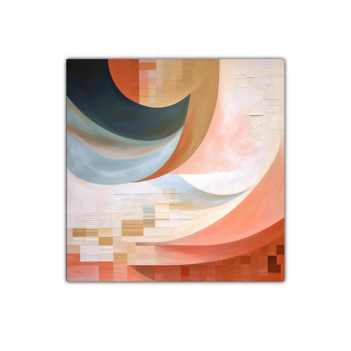 Composición abstracta con curvas y tonos cálidos y fríos — imagen principal