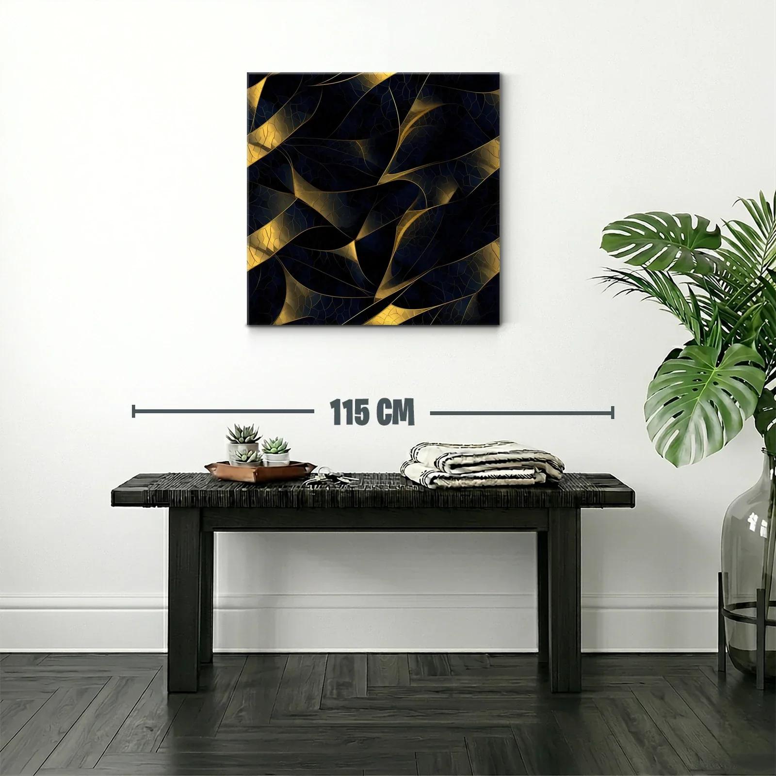 Composición abstracta con hojas en tonos oscuros y dorados — miniatura 2