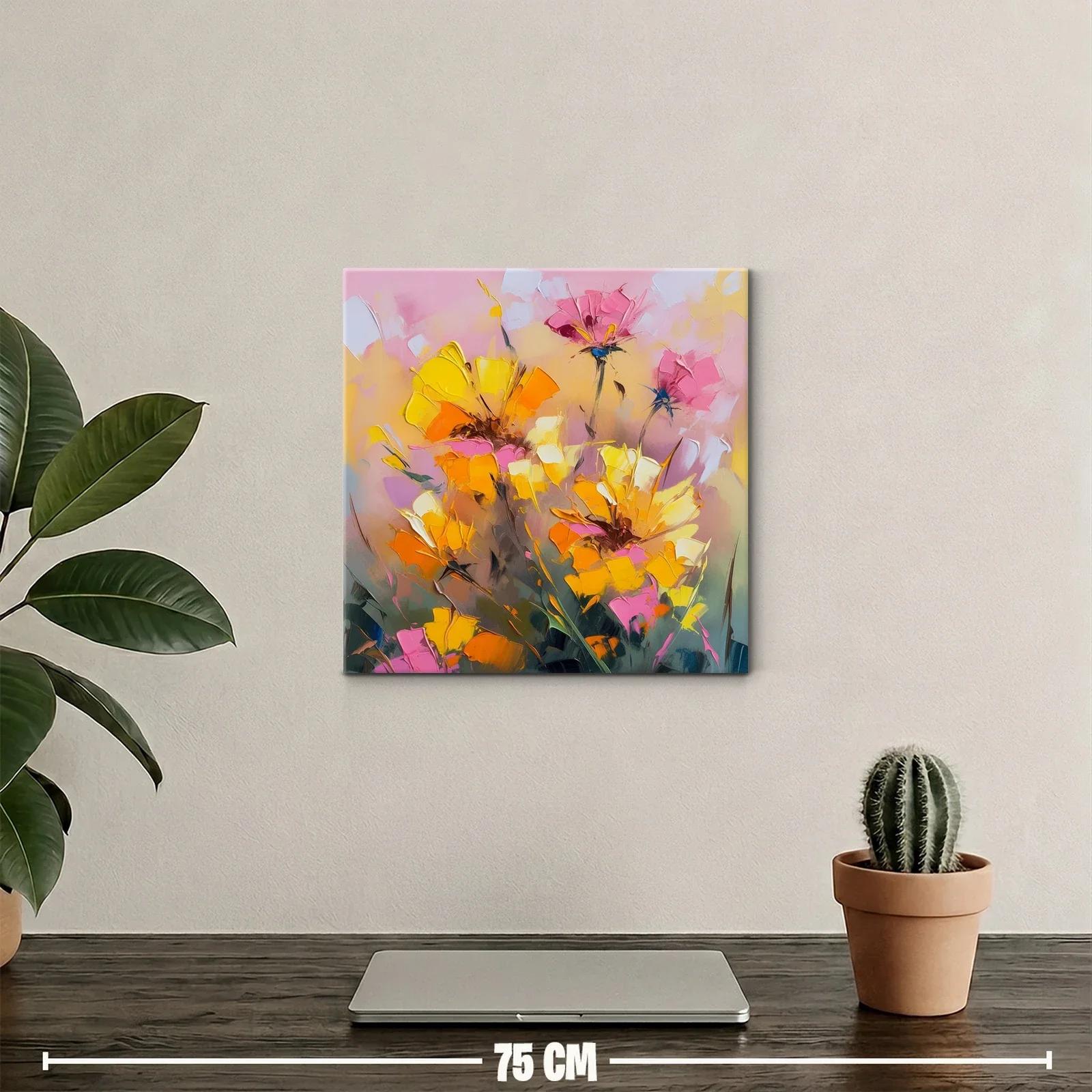Cuadro floral abstracto en tonos cálidos y vibrantes — miniatura 2