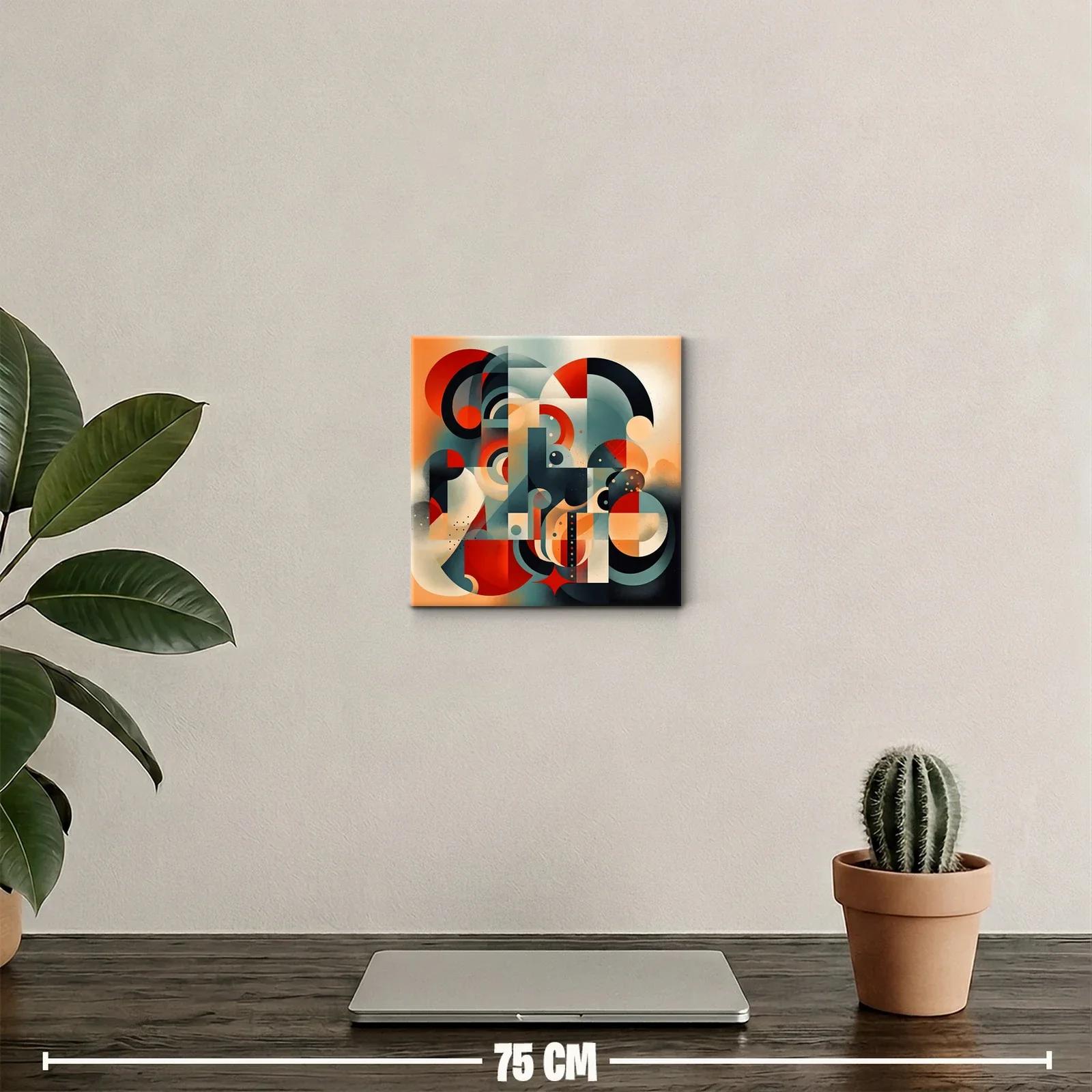 Composición abstracta geométrica en tonos cálidos y fríos — miniatura 2