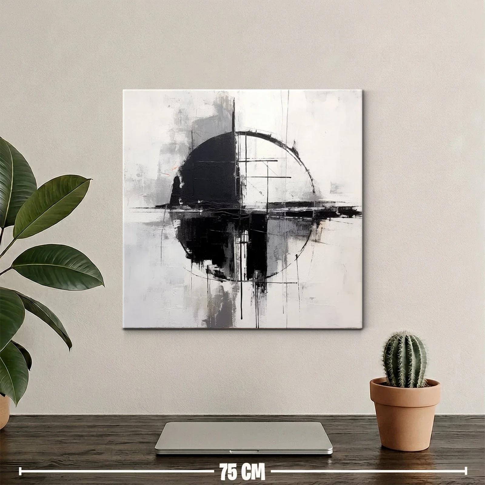 Arte Abstracto Geométrico en Blanco y Negro Equilibrado — miniatura 2