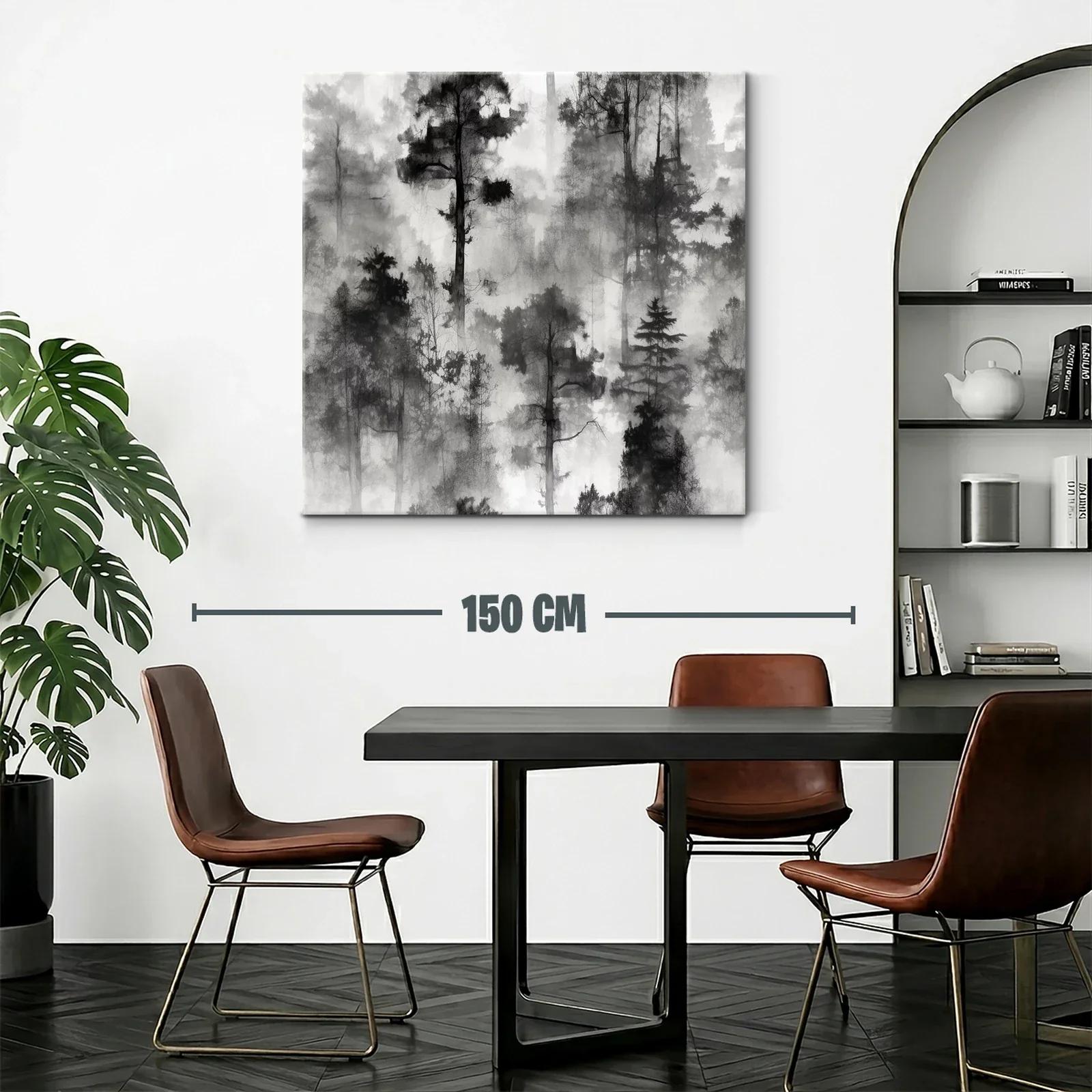 Bosque nebuloso en escala de grises elegante y sereno — miniatura 2