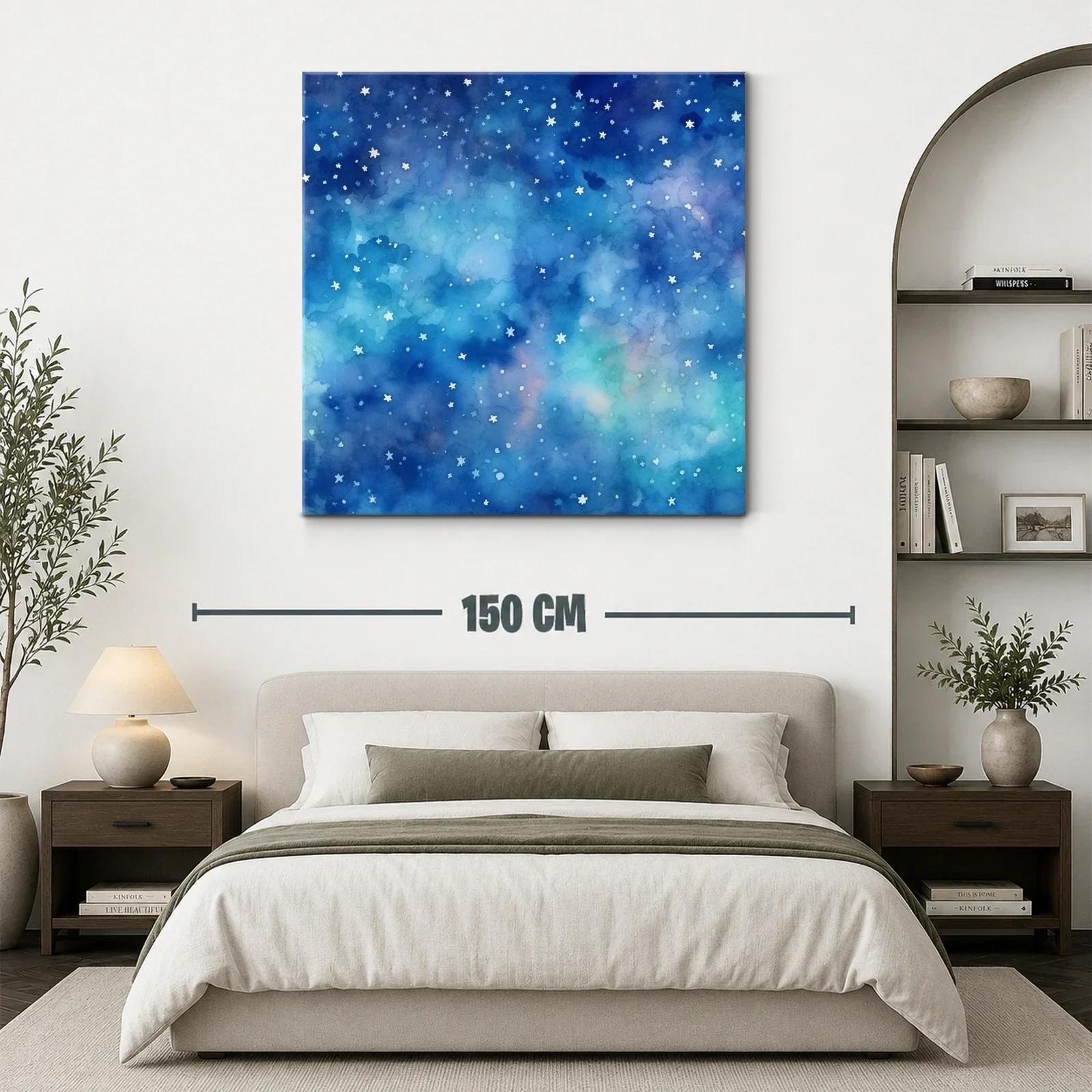 Cuadro abstracto con cielo estrellado y tonos azules — miniatura 3