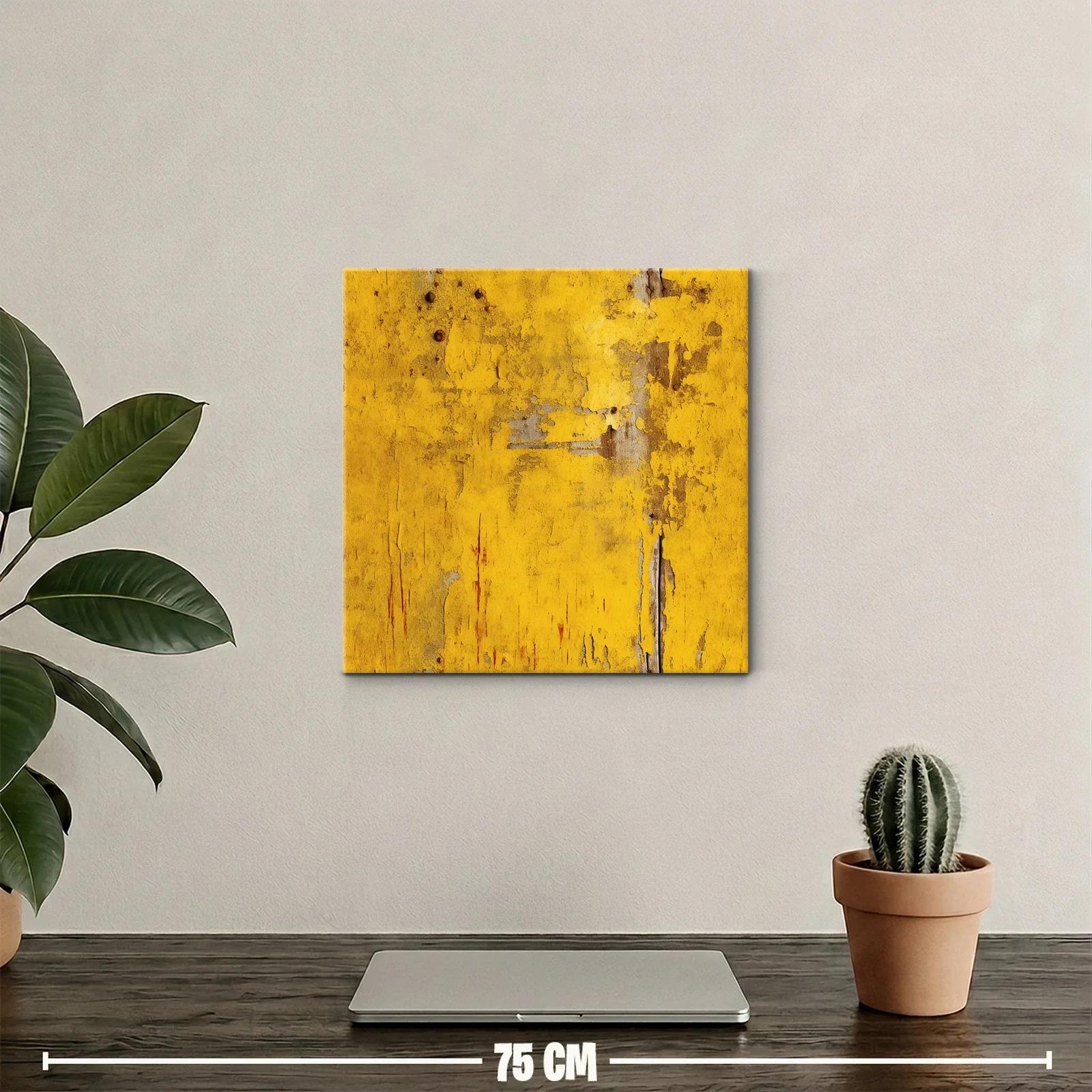 Cuadro abstracto en tonos amarillos y ocres envejecidos — miniatura 2