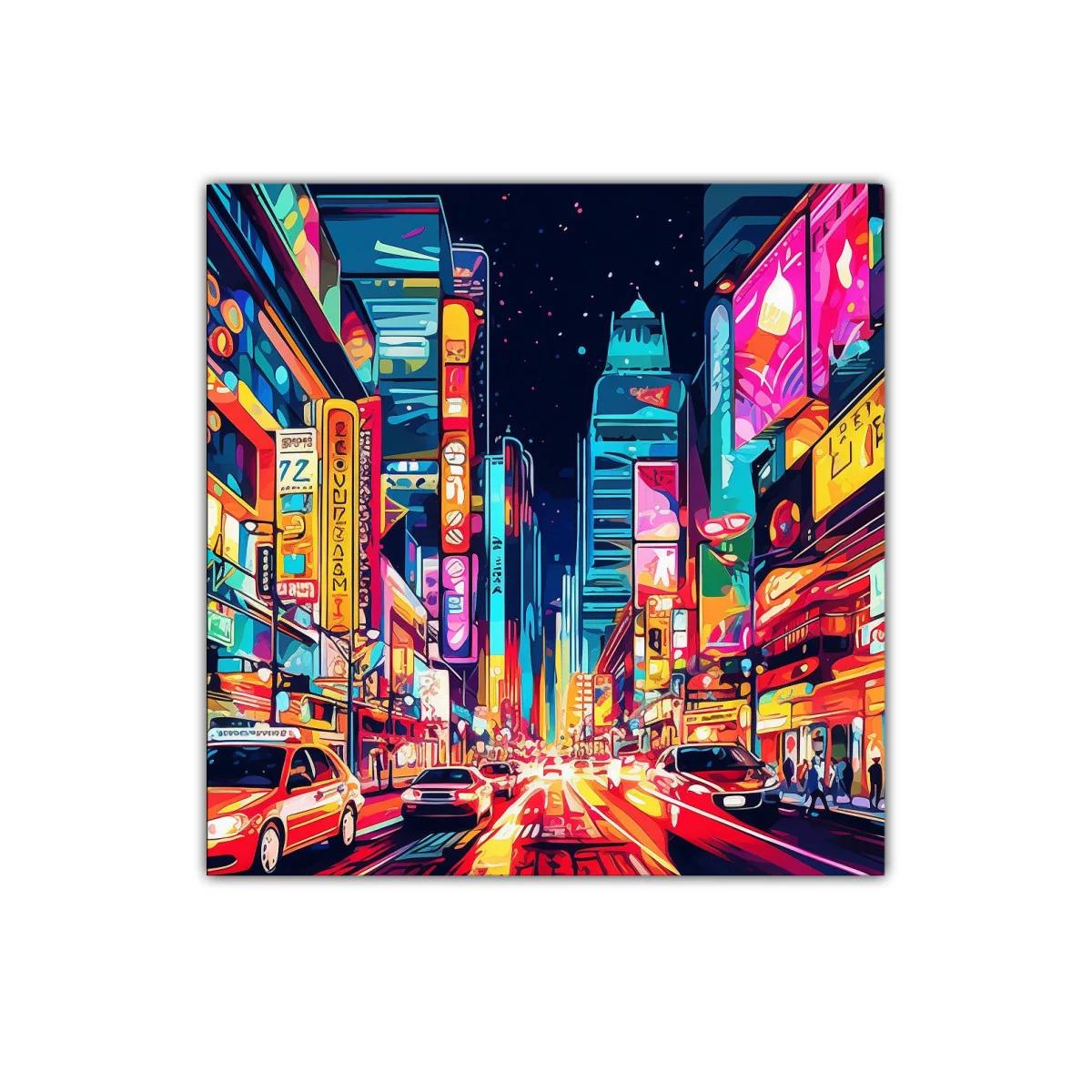 Luces vibrantes de ciudad nocturna en arte moderno — miniatura 1