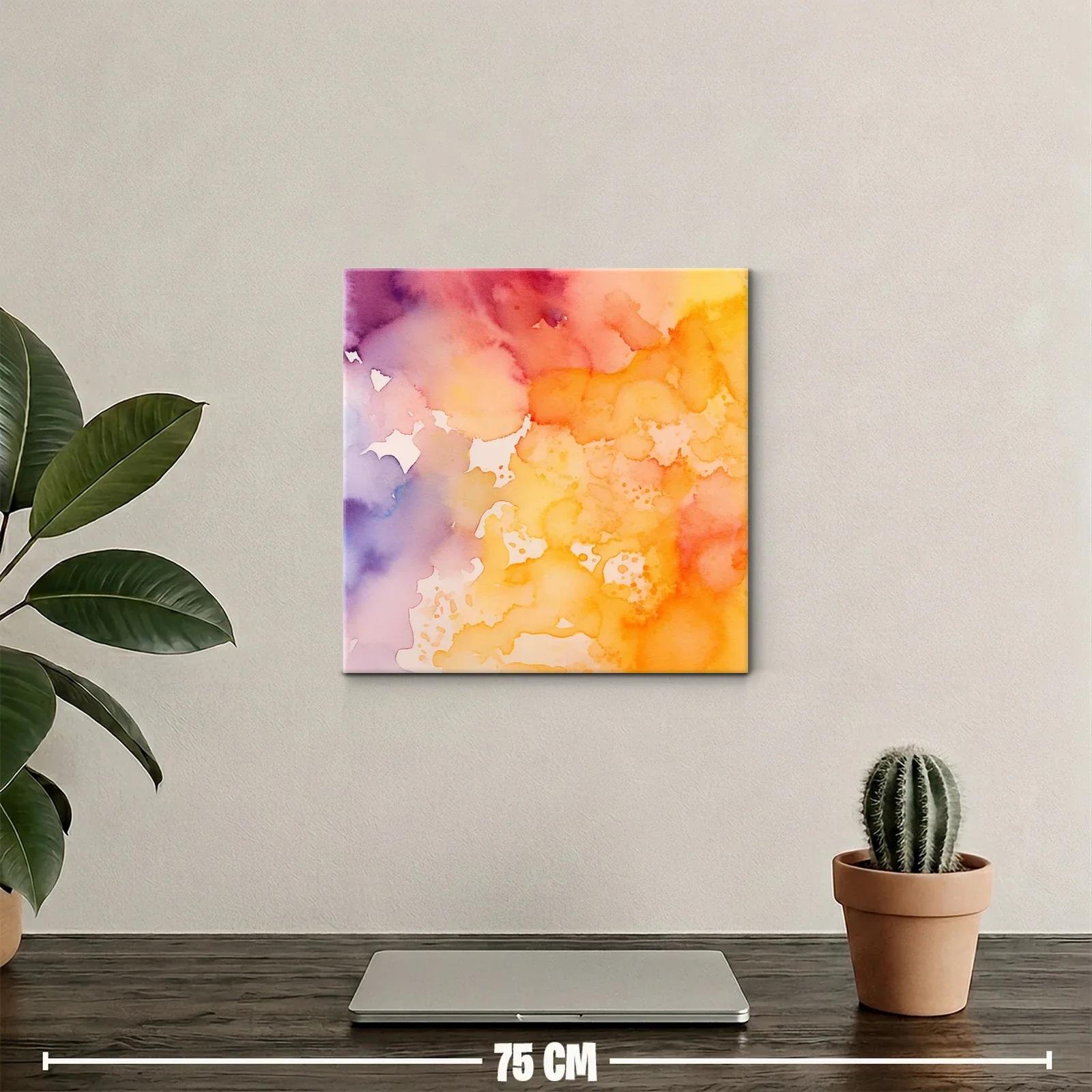 Cuadro abstracto en tonos cálidos y violetas vibrantes — miniatura 2
