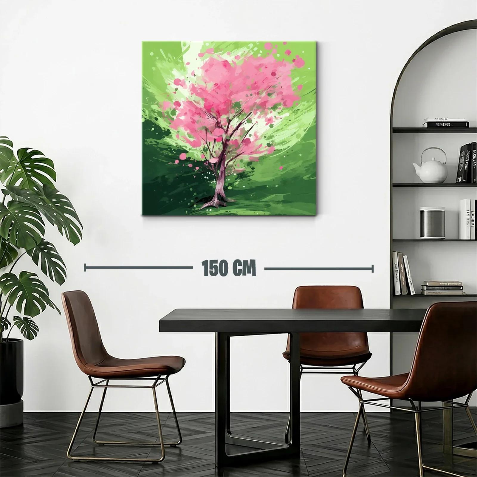 Árbol en flor con vibrantes tonos verdes y rosas — miniatura 2