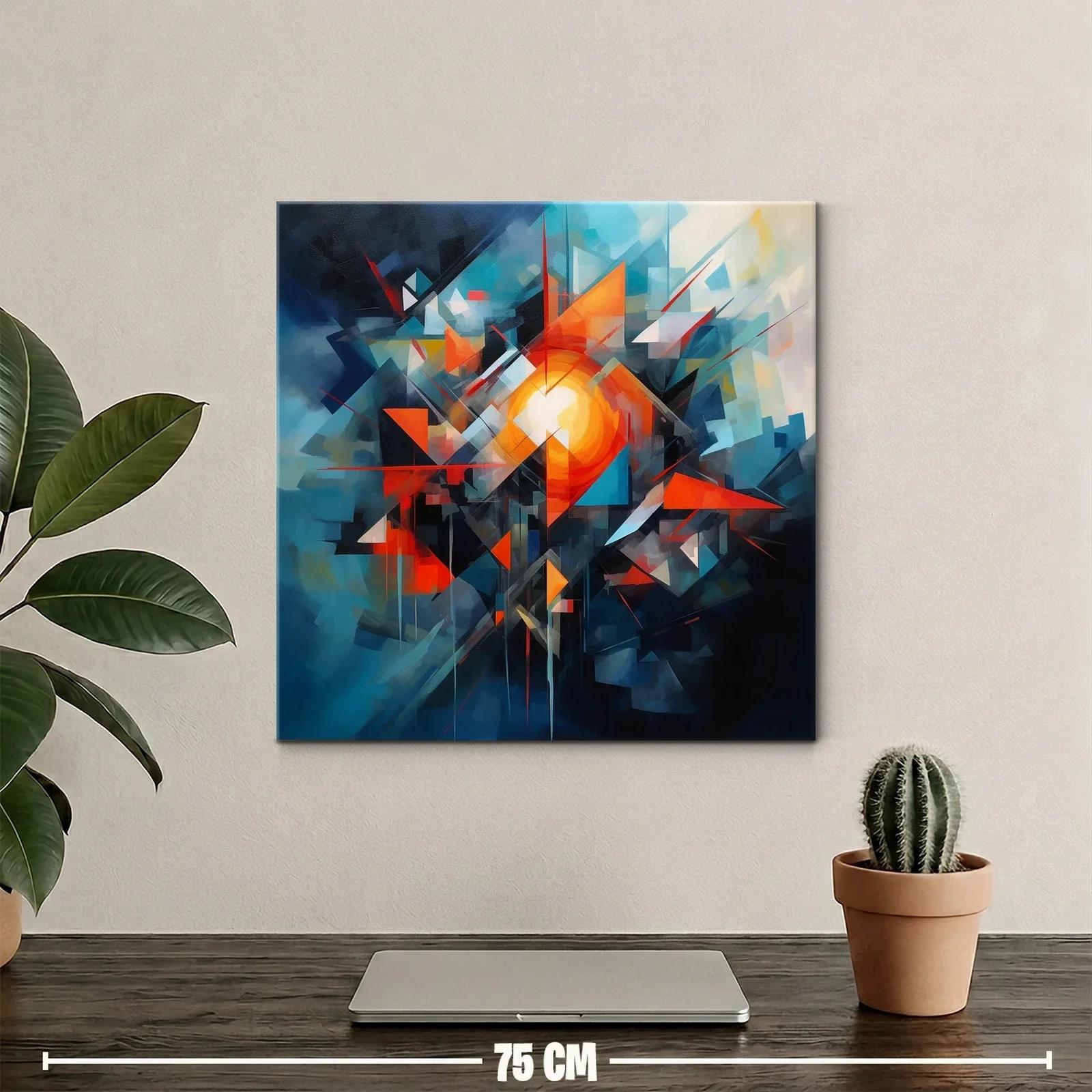 Cuadro abstracto con formas geométricas y luz vibrante — miniatura 2