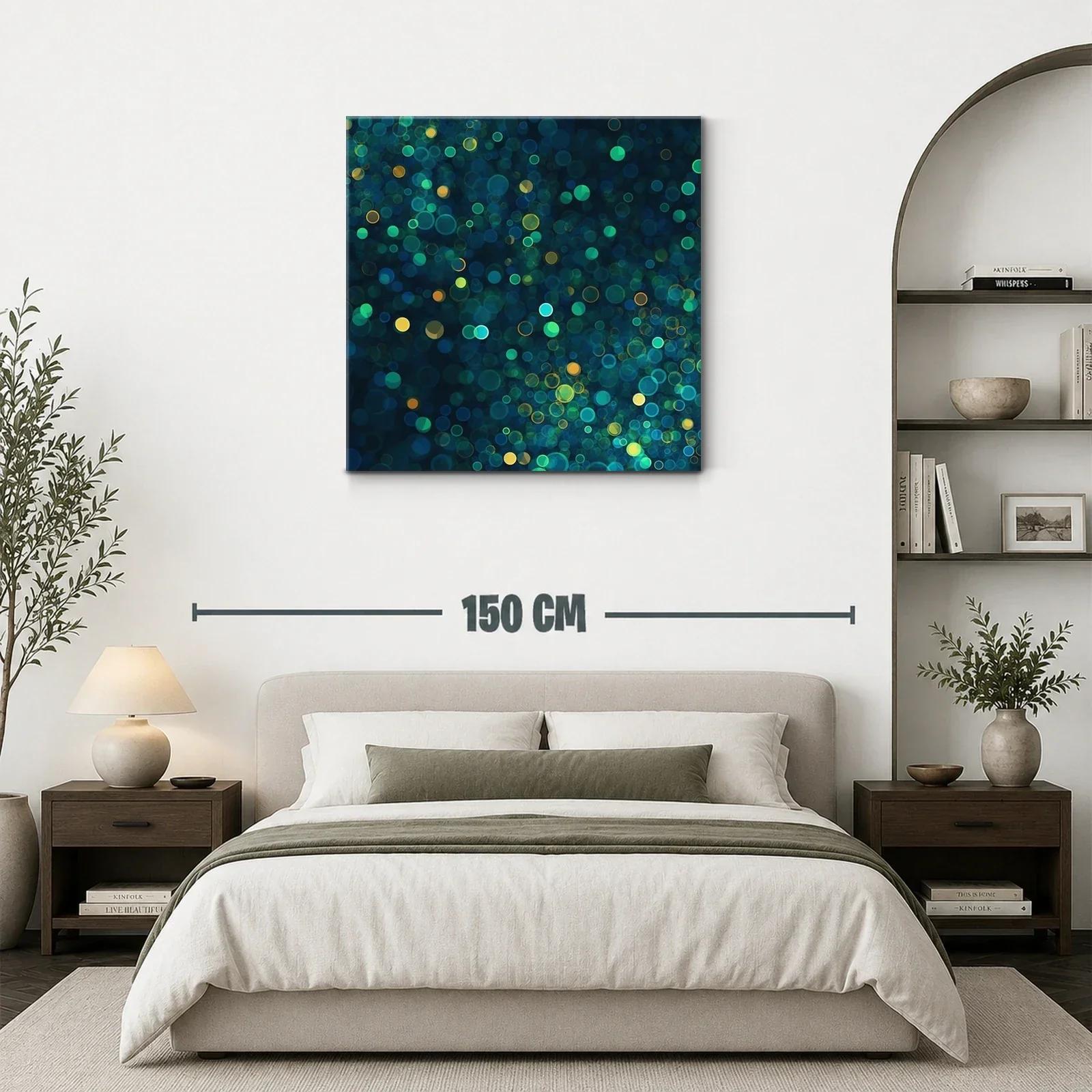 Cuadro abstracto con luces difusas en tonos verdes y azules — miniatura 3