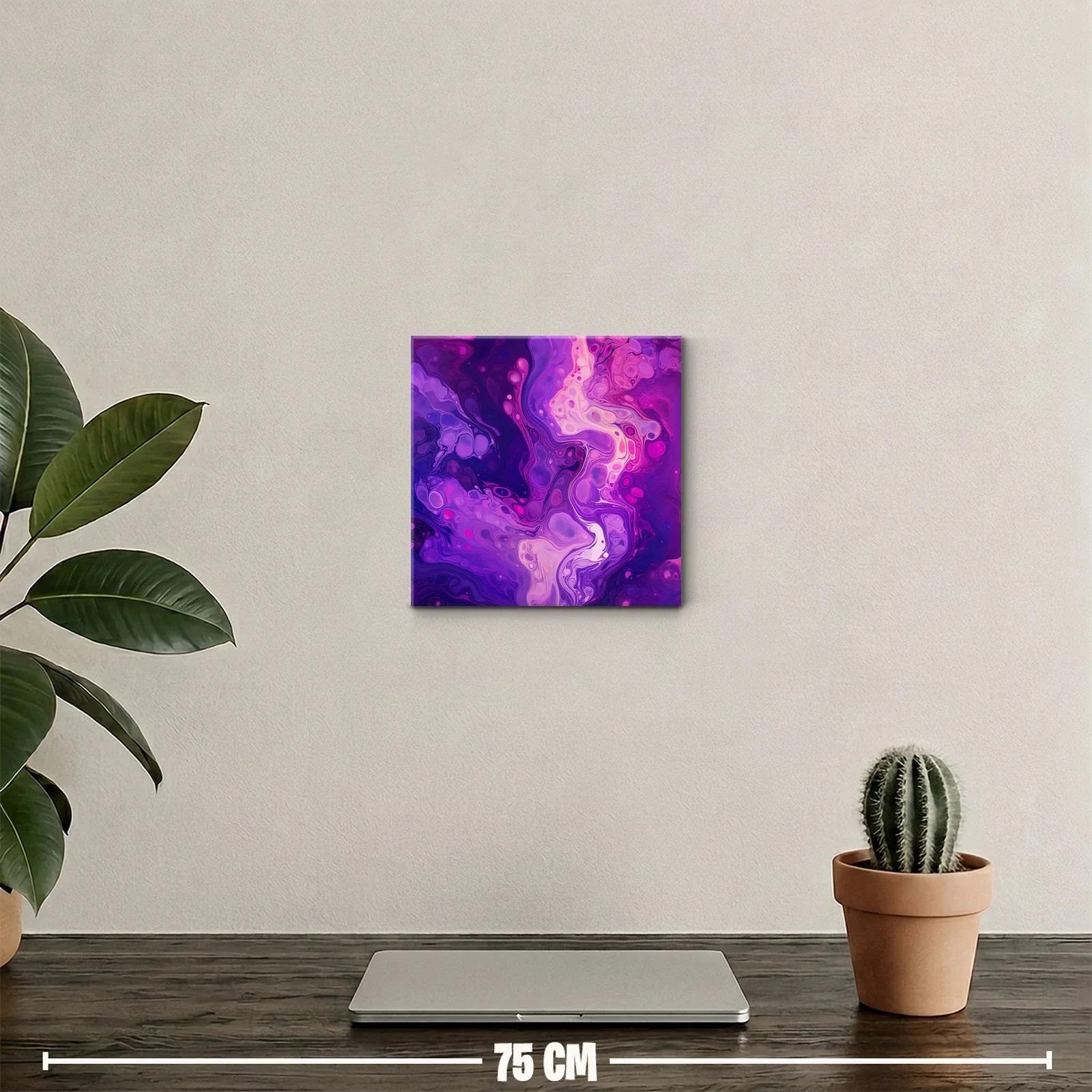 Cuadro abstracto con formas fluidas en tonos morados y rosas — miniatura 2