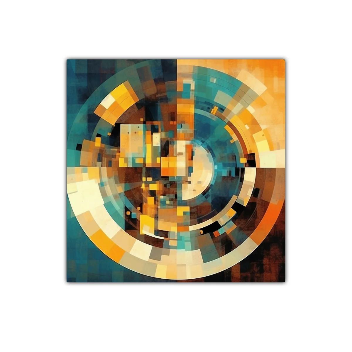 Cuadro con diseño abstracto y paleta cálida y azulada — imagen principal