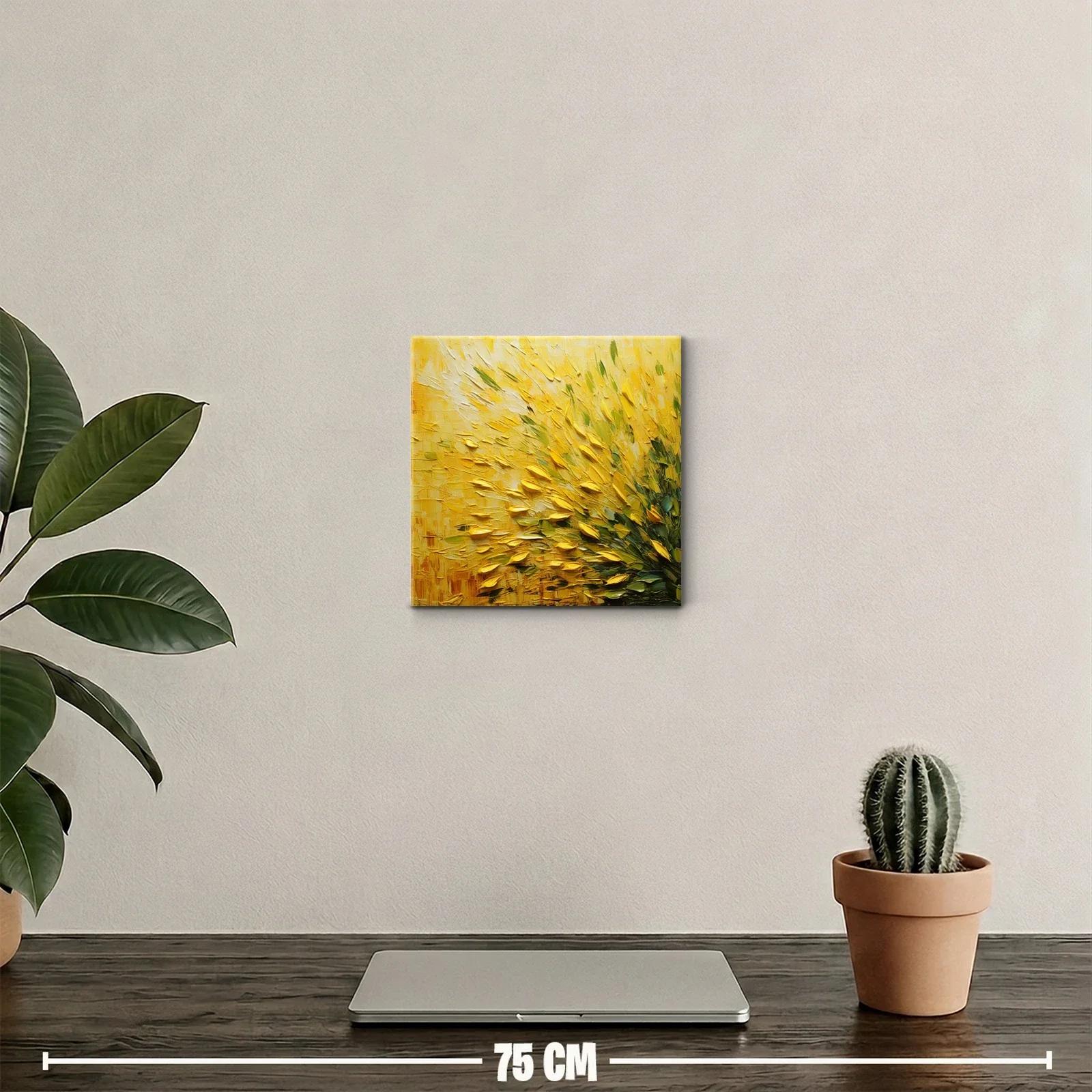 Cuadro decorativo floral con texturas en tonos amarillos — miniatura 2