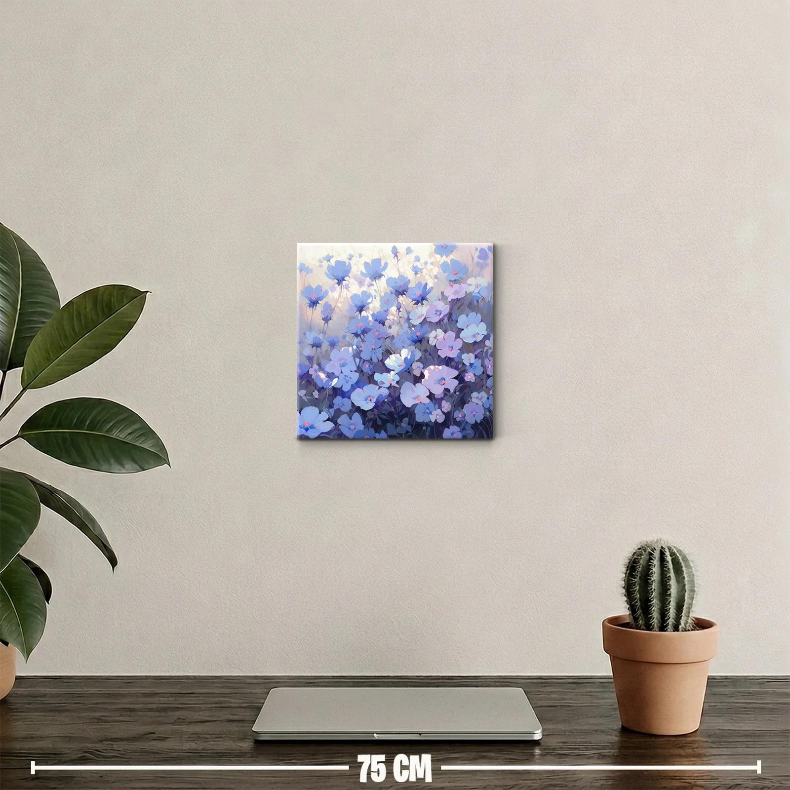 Cuadro decorativo con flores en tonos lilas y azules — miniatura 2