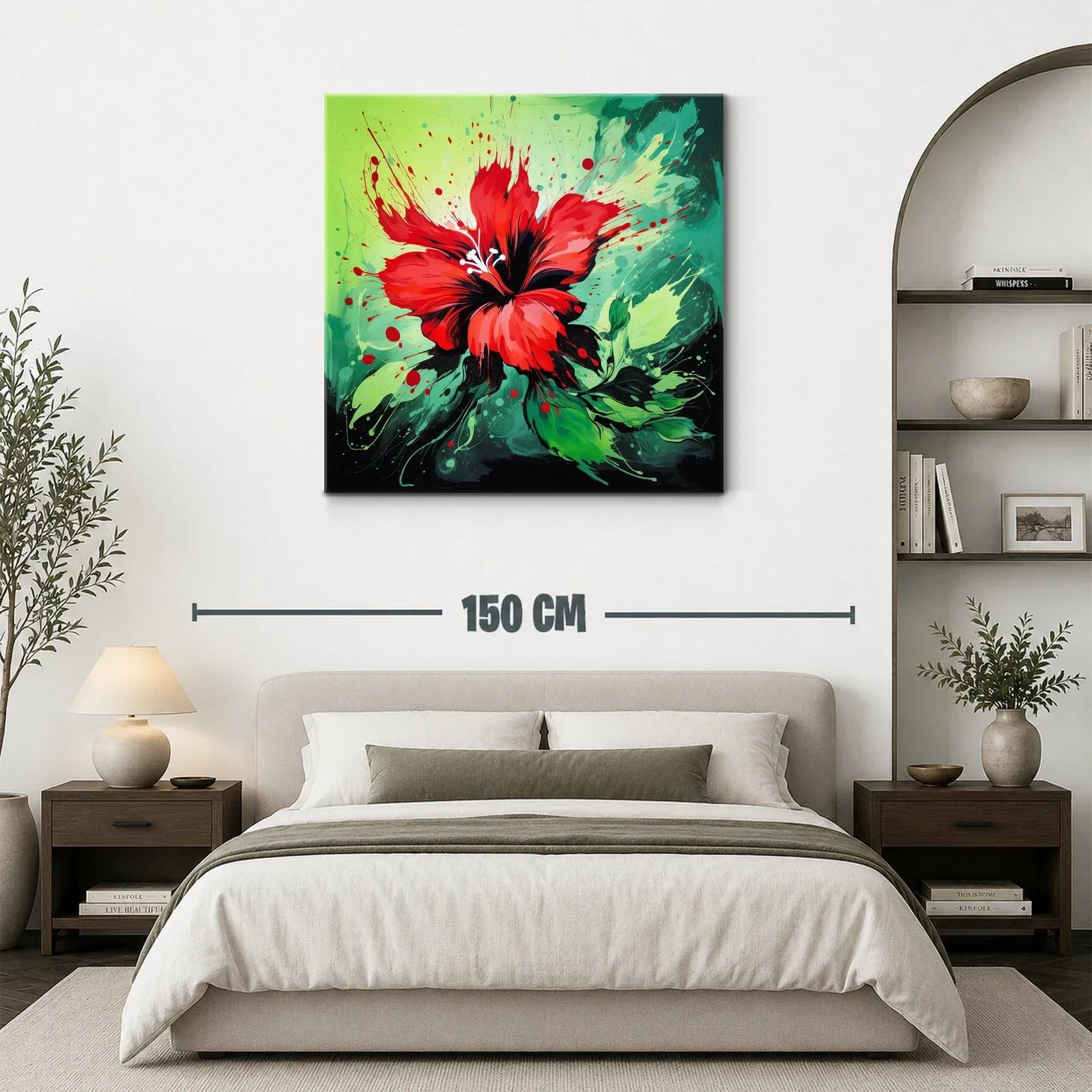 Impactante cuadro de flor roja vibrante y energía dinámica — miniatura 3