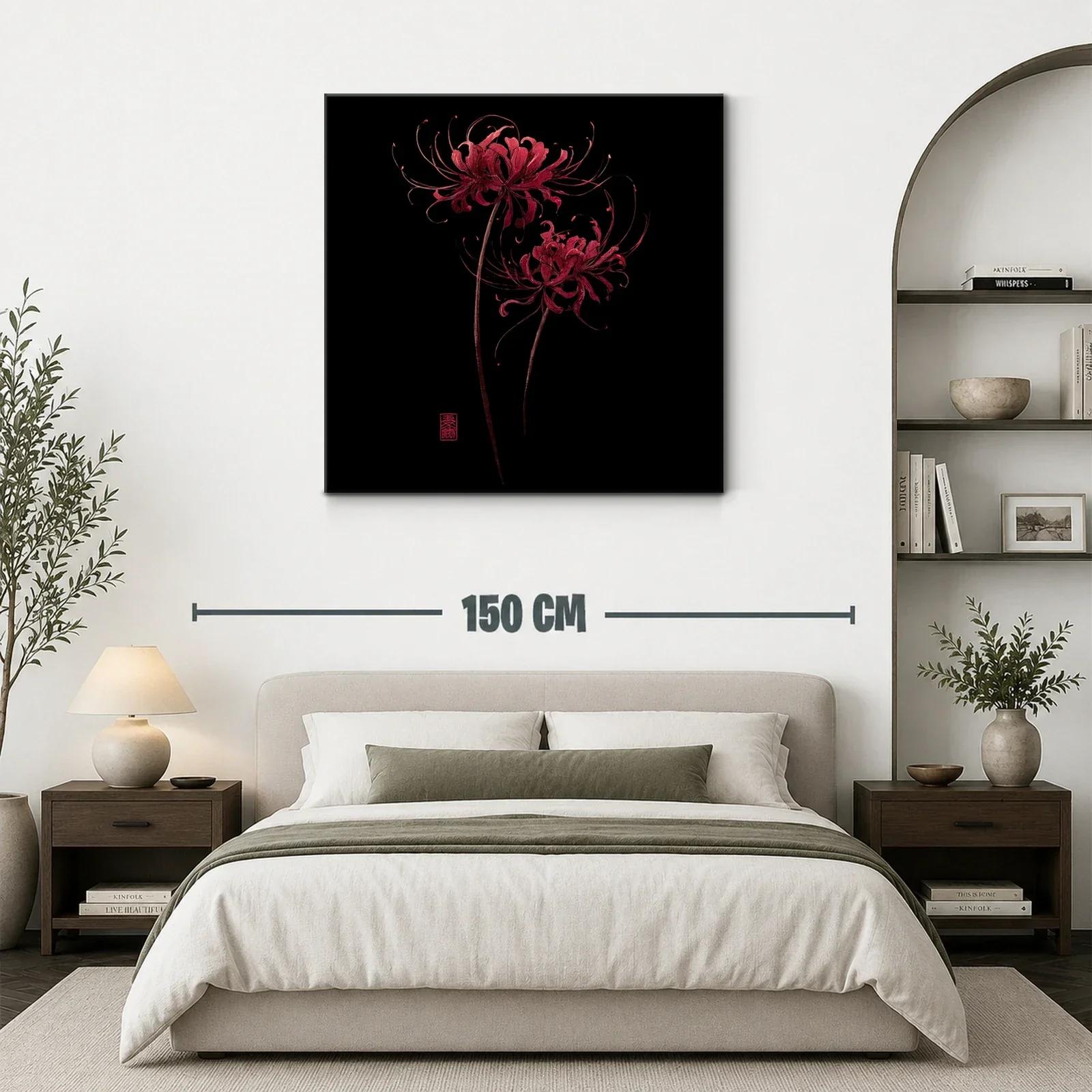 Flor roja sobre fondo negro en diseño elegante y delicado — miniatura 3