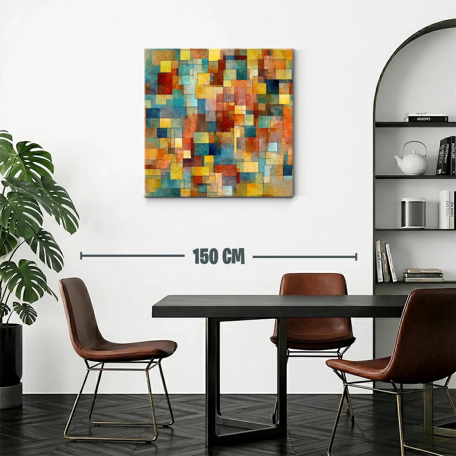 Cuadro abstracto con composición geométrica en tonos cálidos — miniatura 2