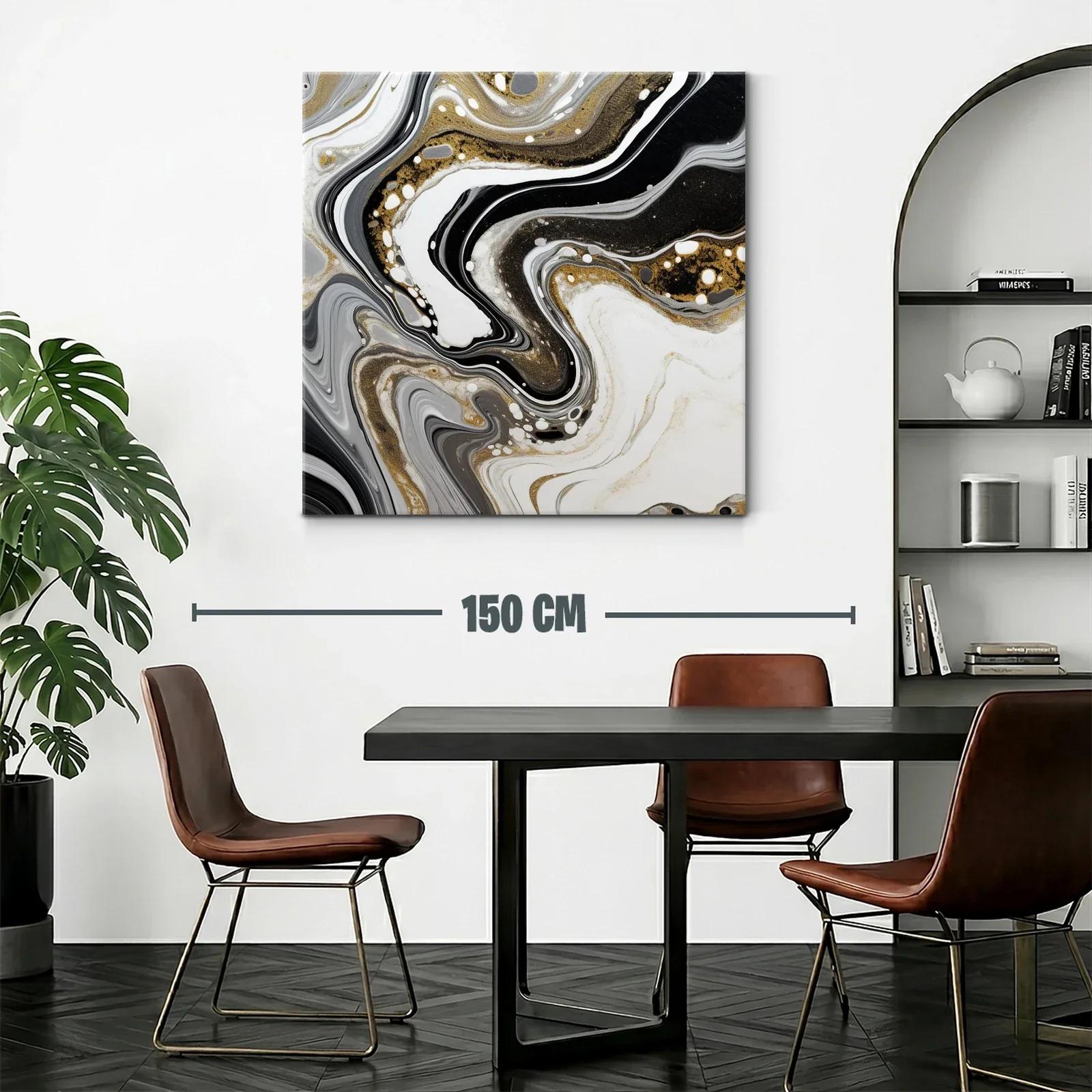 Abstracción en tonos negro blanco y dorado elegante y moderna — miniatura 2