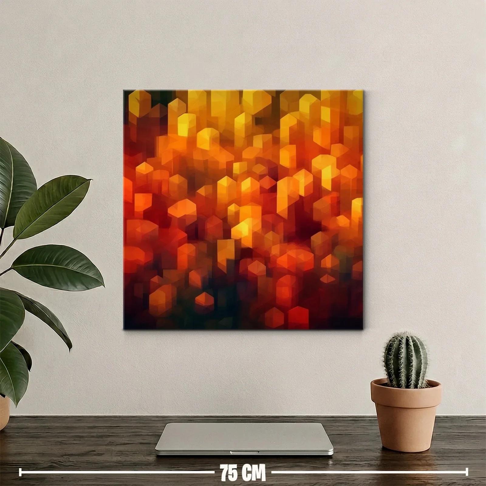 Cuadro abstracto en tonos cálidos y geométricos — miniatura 2