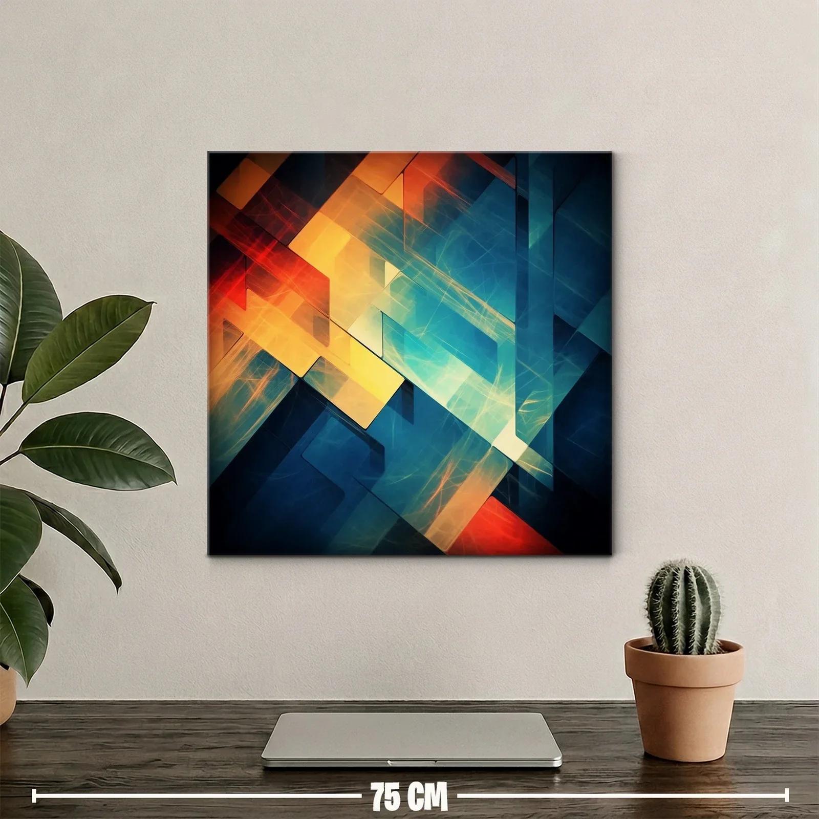 Composición abstracta en tonos cálidos y fríos vibrantes — miniatura 2