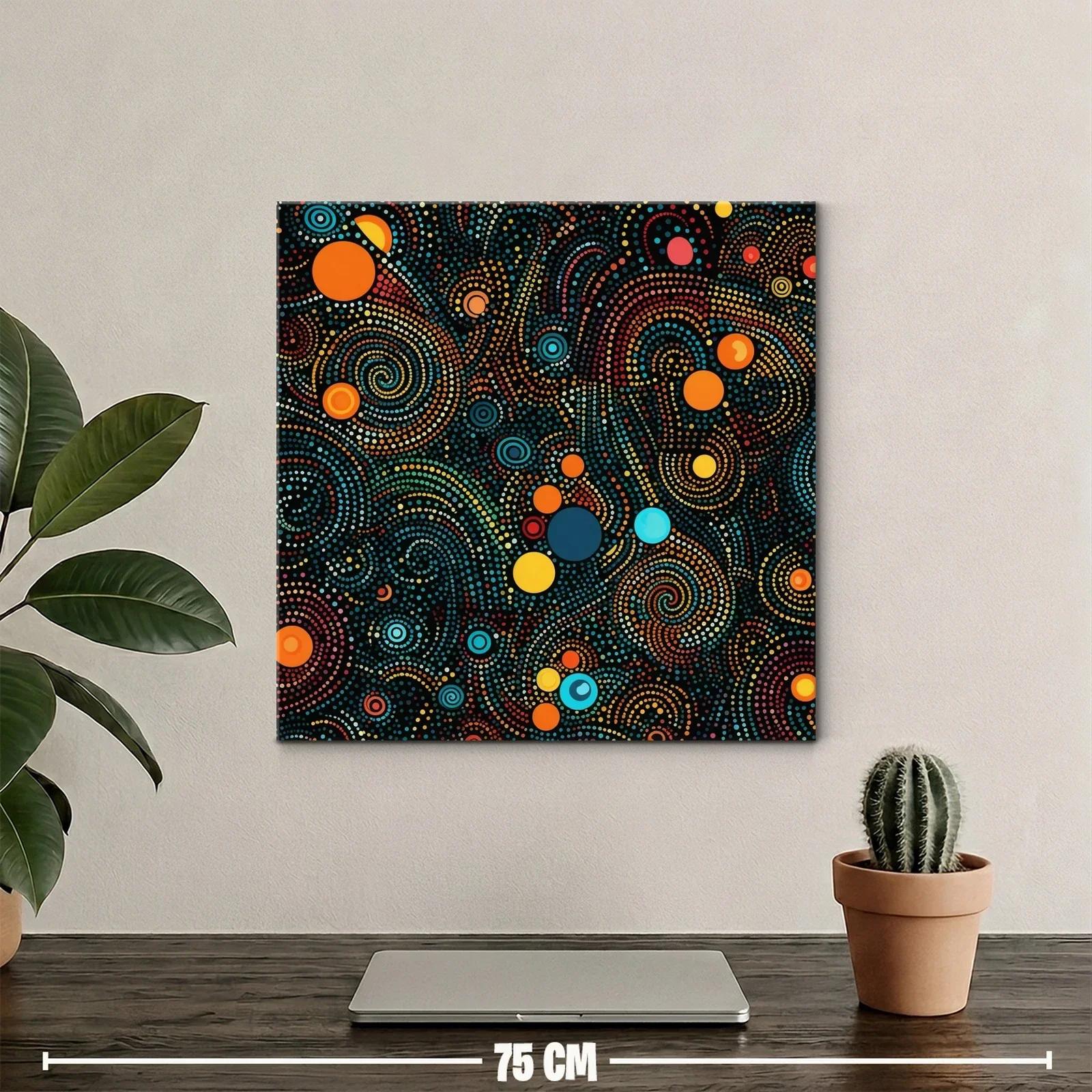 Cuadro abstracto en espirales con puntos vibrantes — miniatura 2