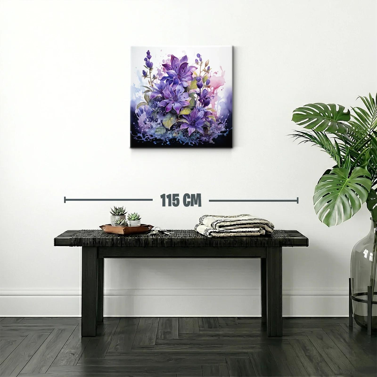 Flores violetas vibrantes con detalles en acuarela — miniatura 2