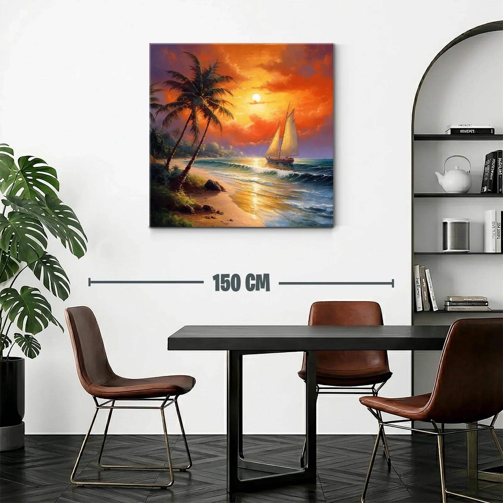 Atardecer tropical con velero navegando en el mar — miniatura 2