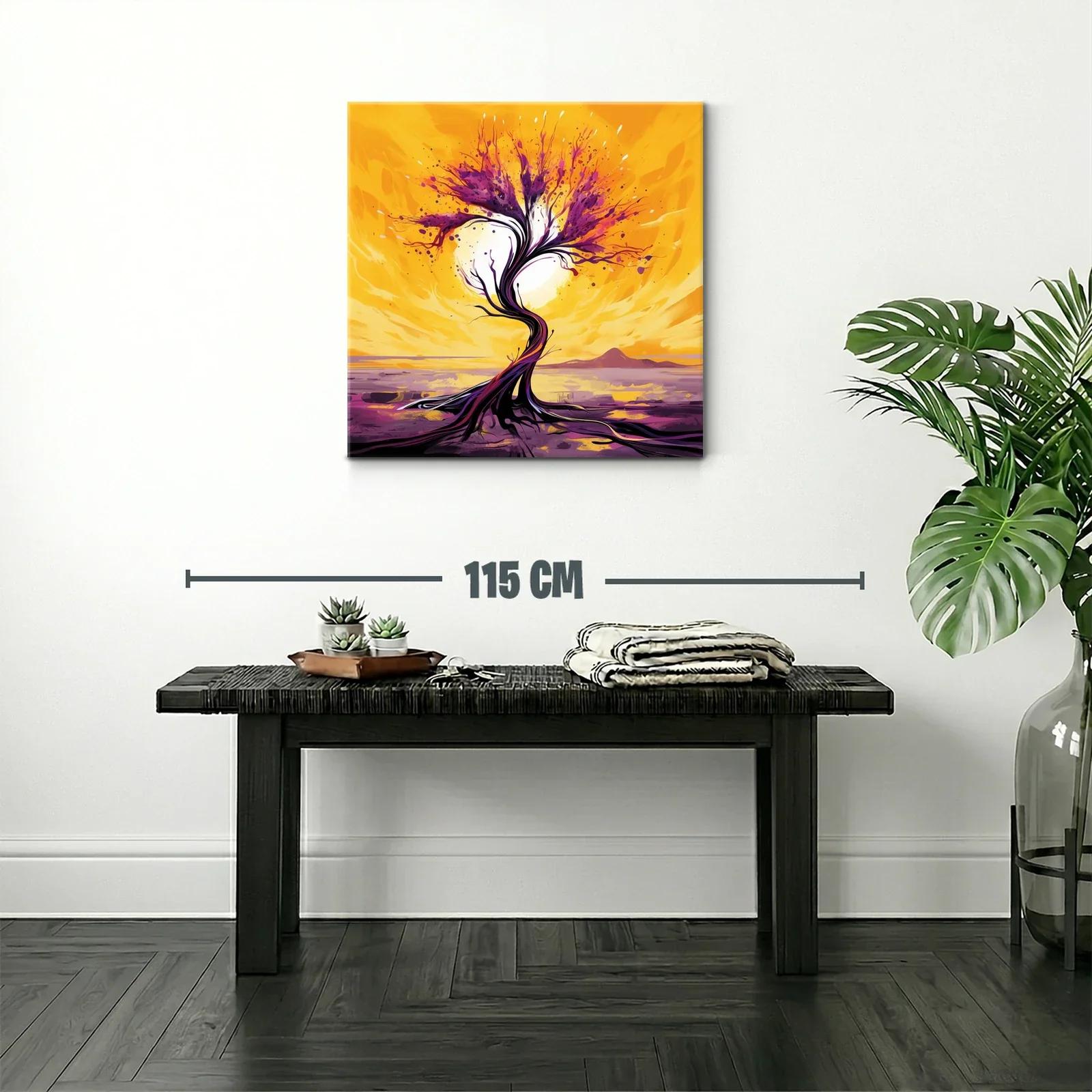 Árbol abstracto en vibrantes tonos morados y amarillos — miniatura 2