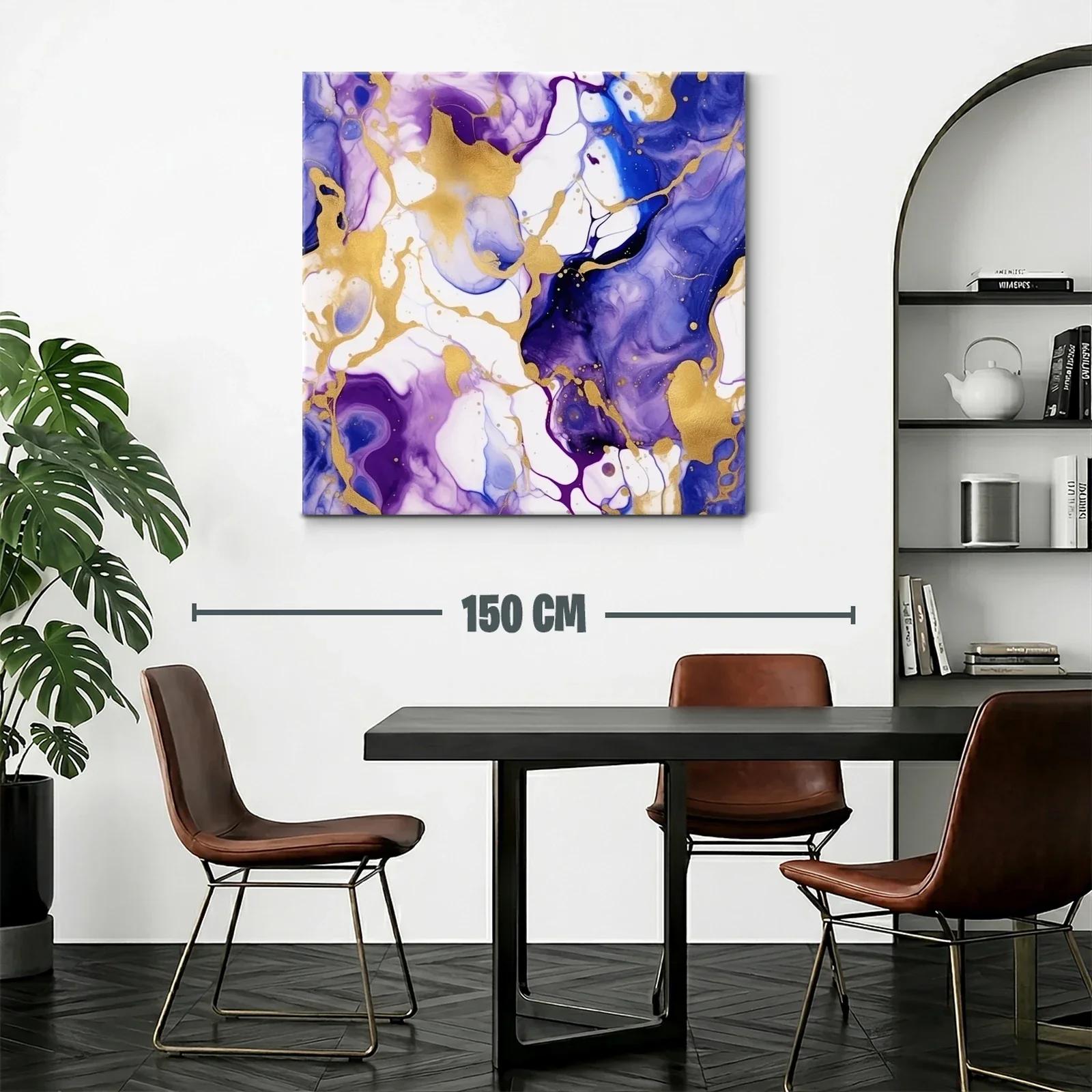 Composición abstracta en tonos violetas y dorados vibrantes — miniatura 2