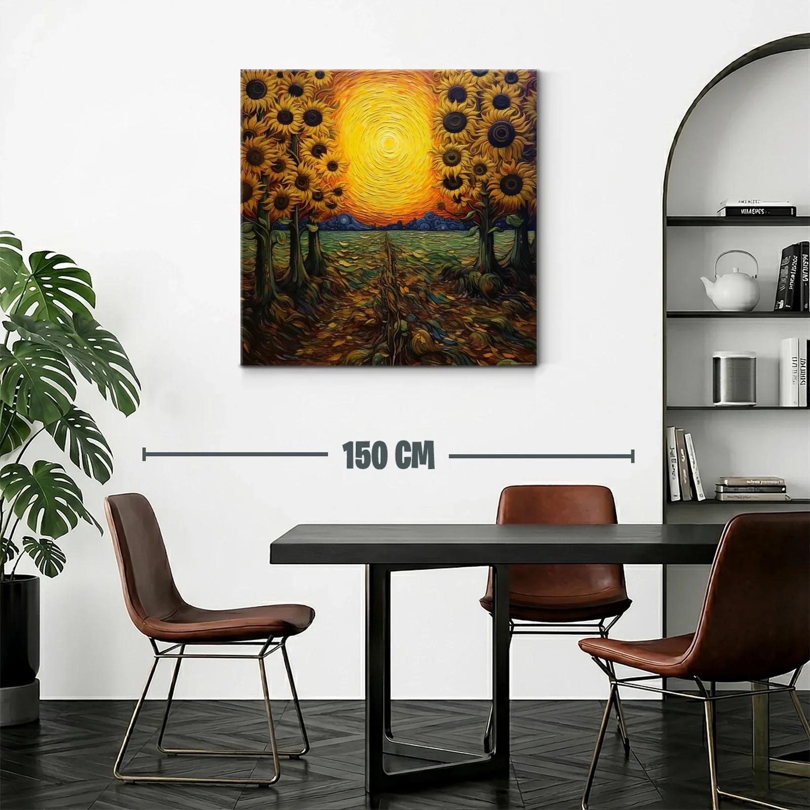 Atardecer vibrante con girasoles en campo abierto — miniatura 2
