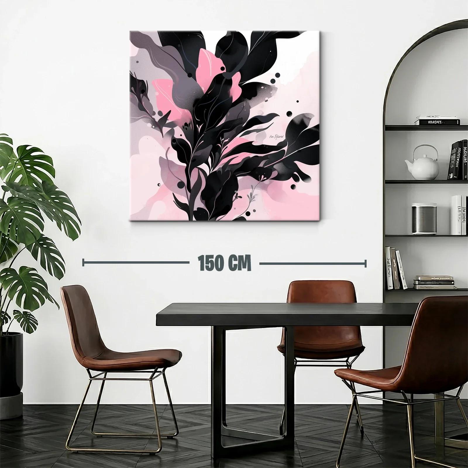 Composición abstracta de hojas en tonos rosas y negros — miniatura 2