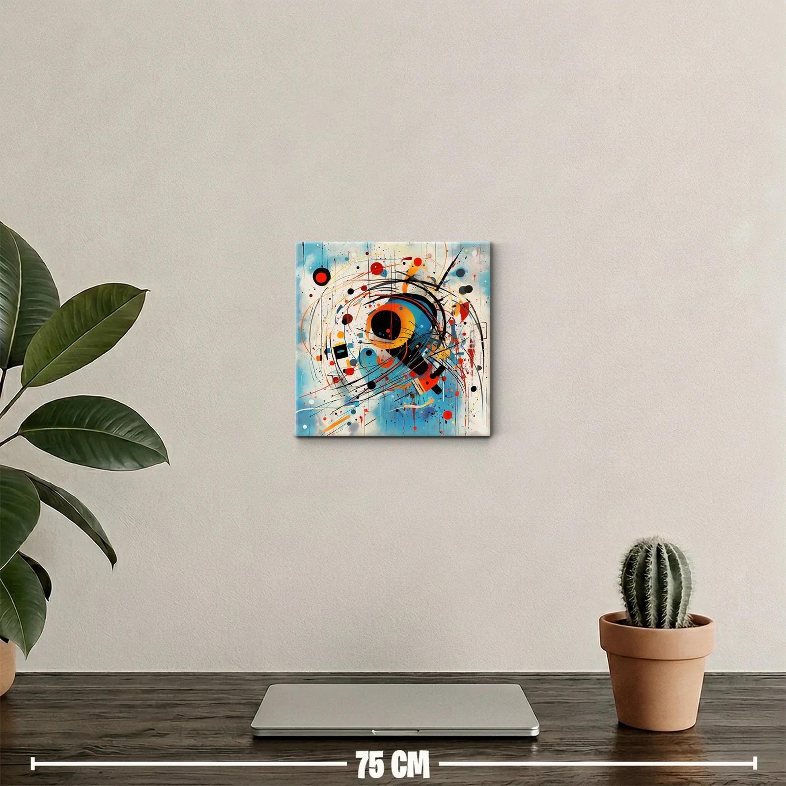 Cuadro abstracto con dinámicos trazos y círculos coloridos — miniatura 2