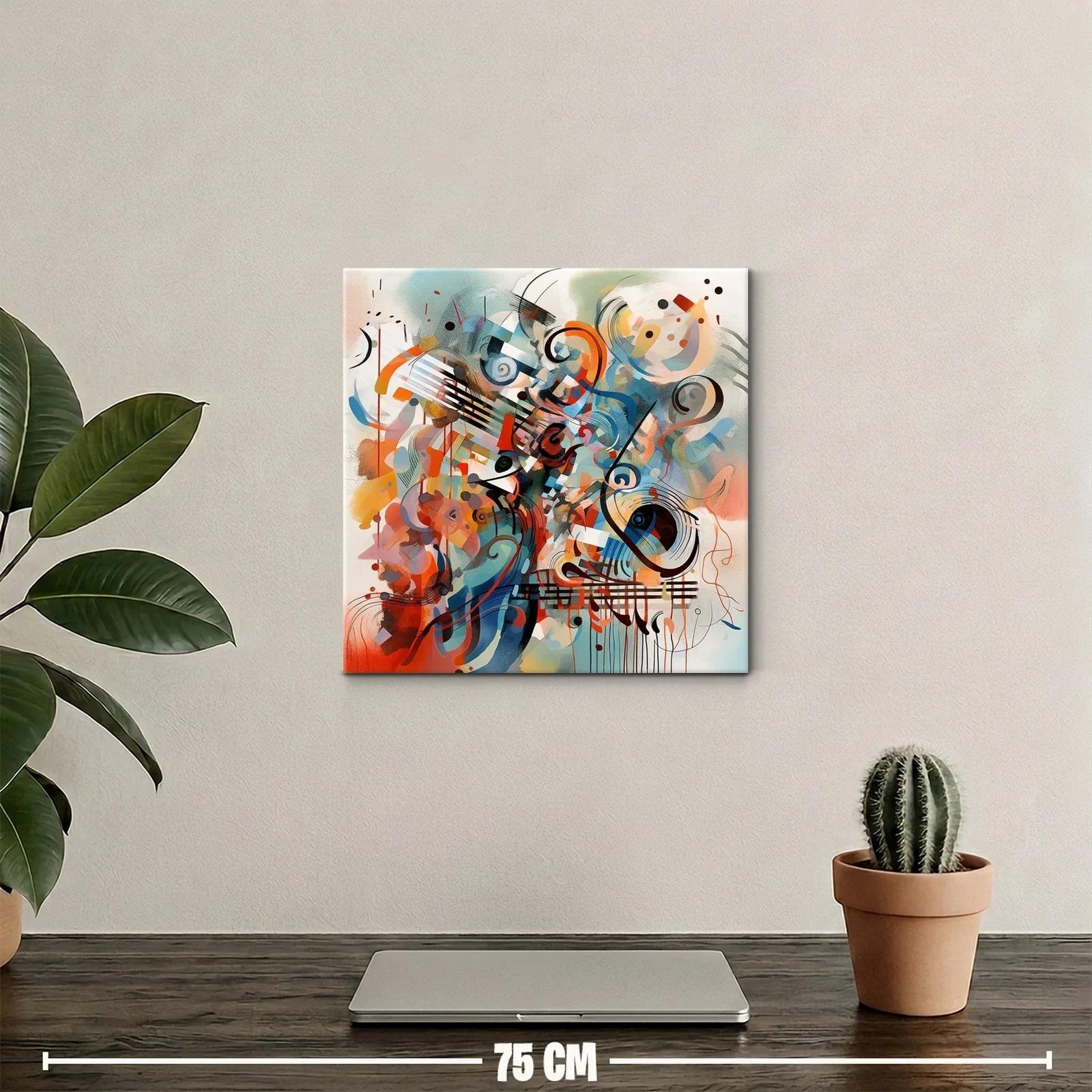 Composición abstracta con notas musicales vibrantes — miniatura 2