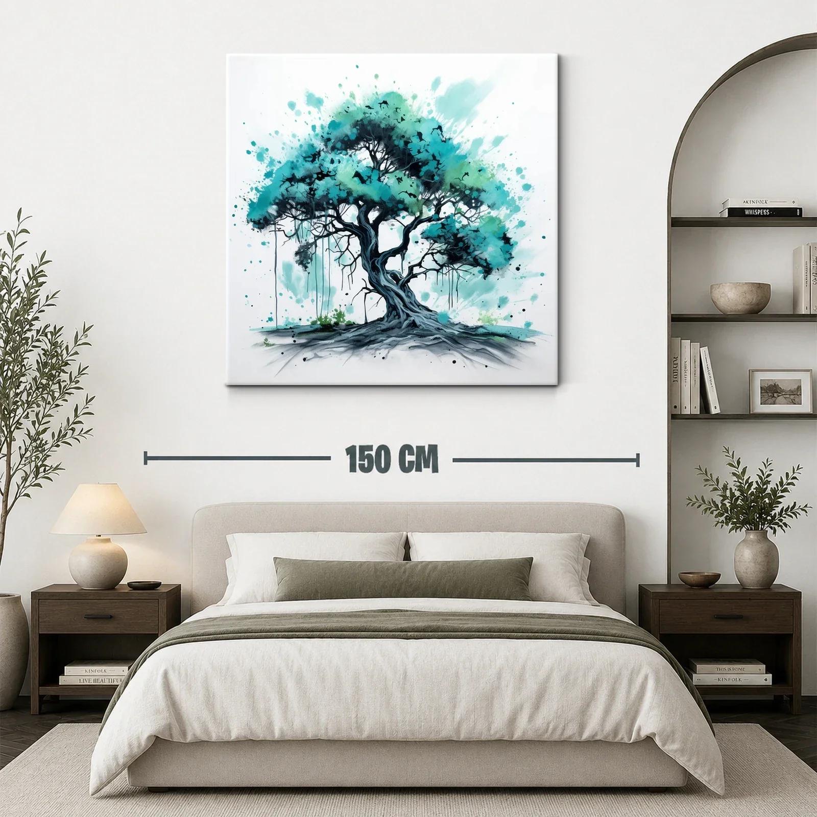 Árbol en tonos verdes y azules con estilo artístico moderno — miniatura 3