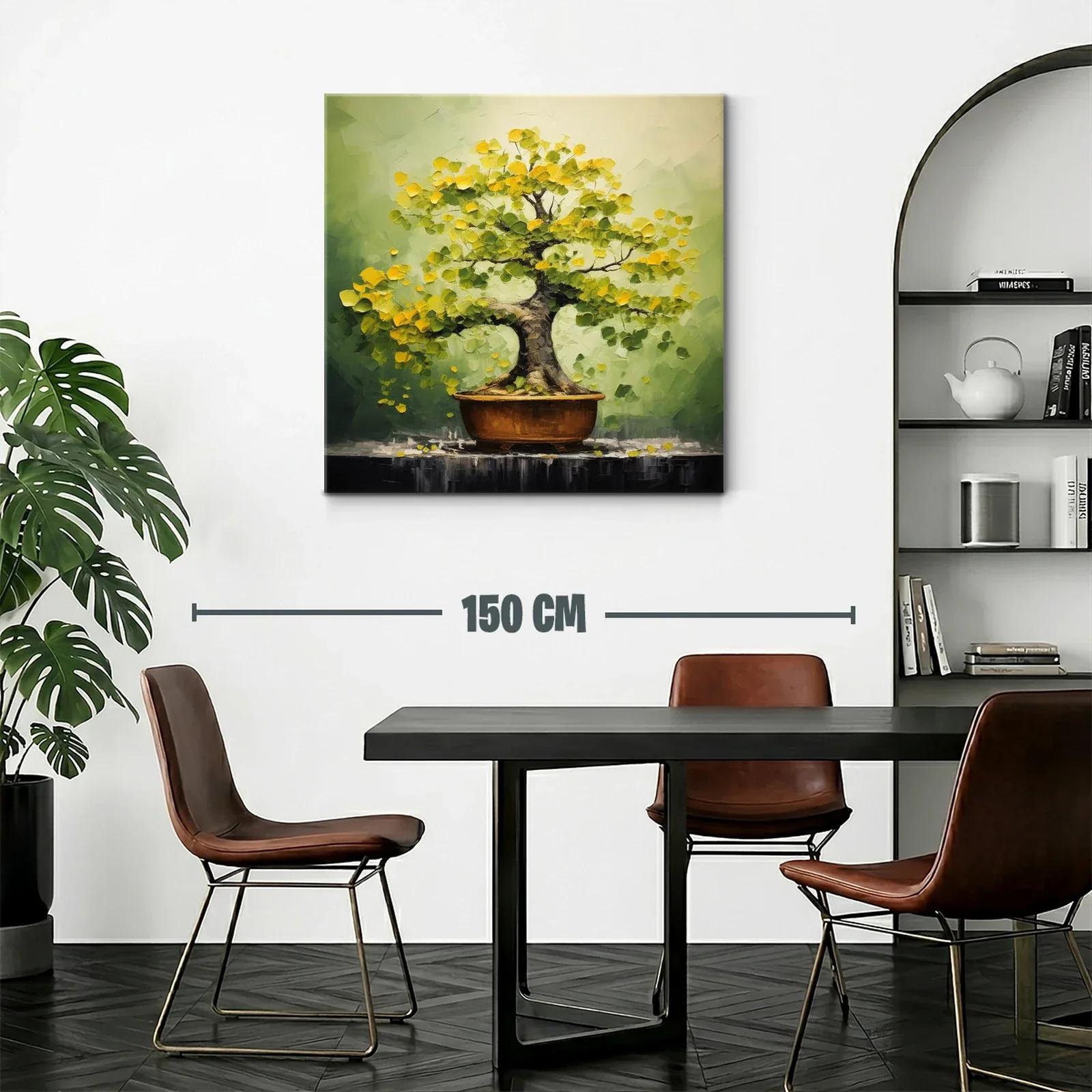Arbol Bonsái con Hojas Amarillas y Fondo Verde Suave — miniatura 2