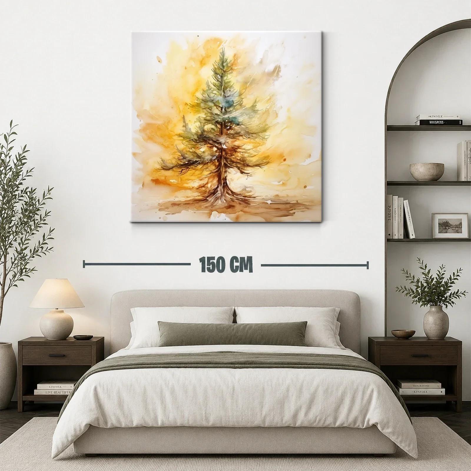 Cuadro con árbol en tonos cálidos y verdes — miniatura 3