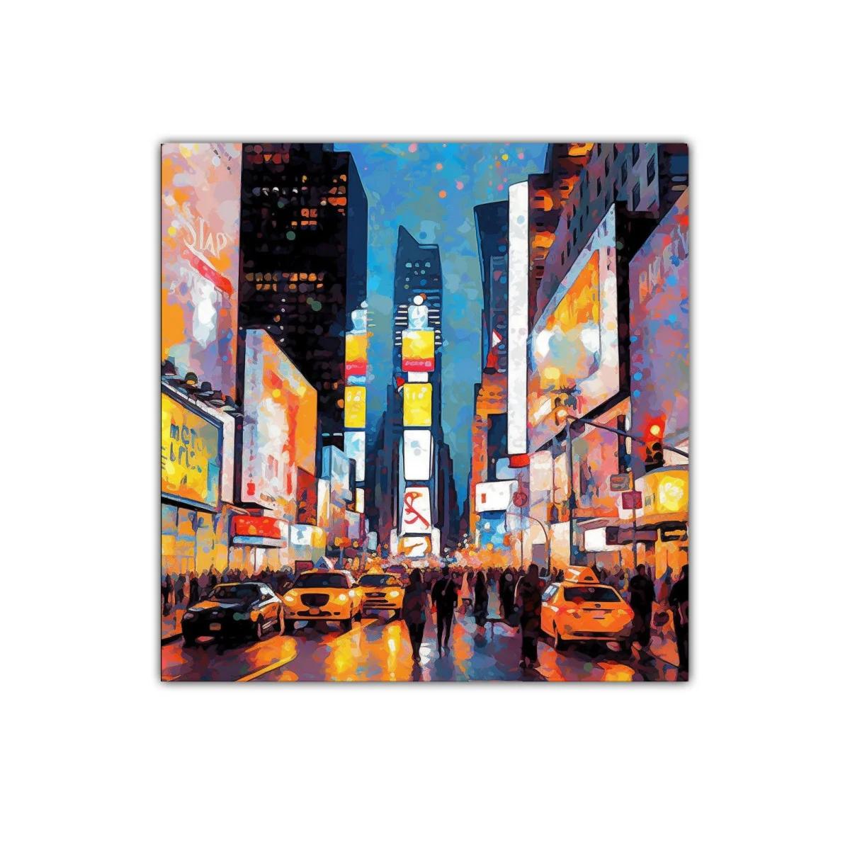 Escena urbana vibrante de ciudad iluminada por la noche — miniatura 1