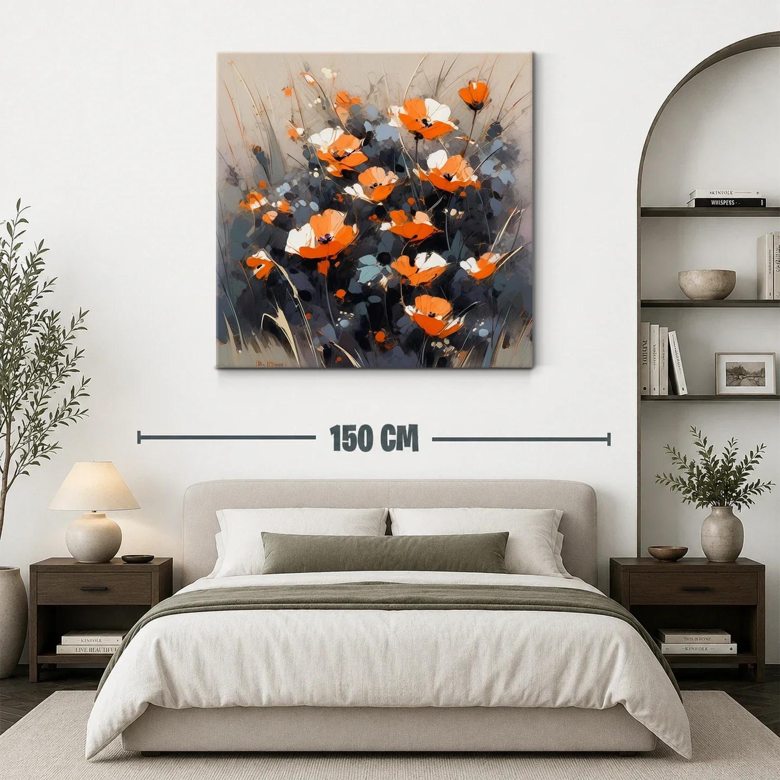 Flores naranjas y blancas con fondo gris elegante — miniatura 3