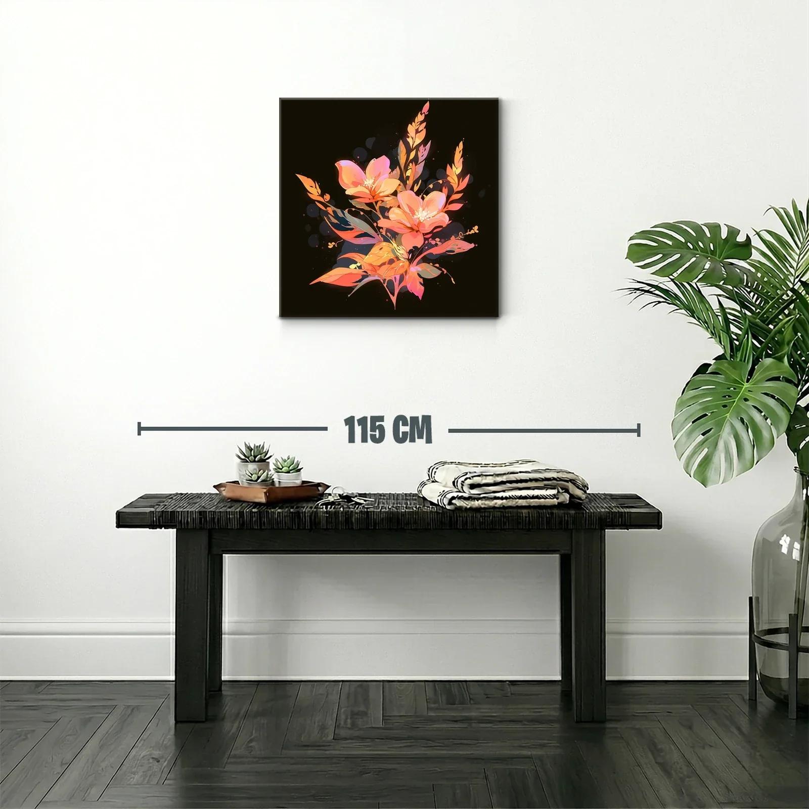 Composición floral vibrante con tonos cálidos sobre fondo oscuro — miniatura 2