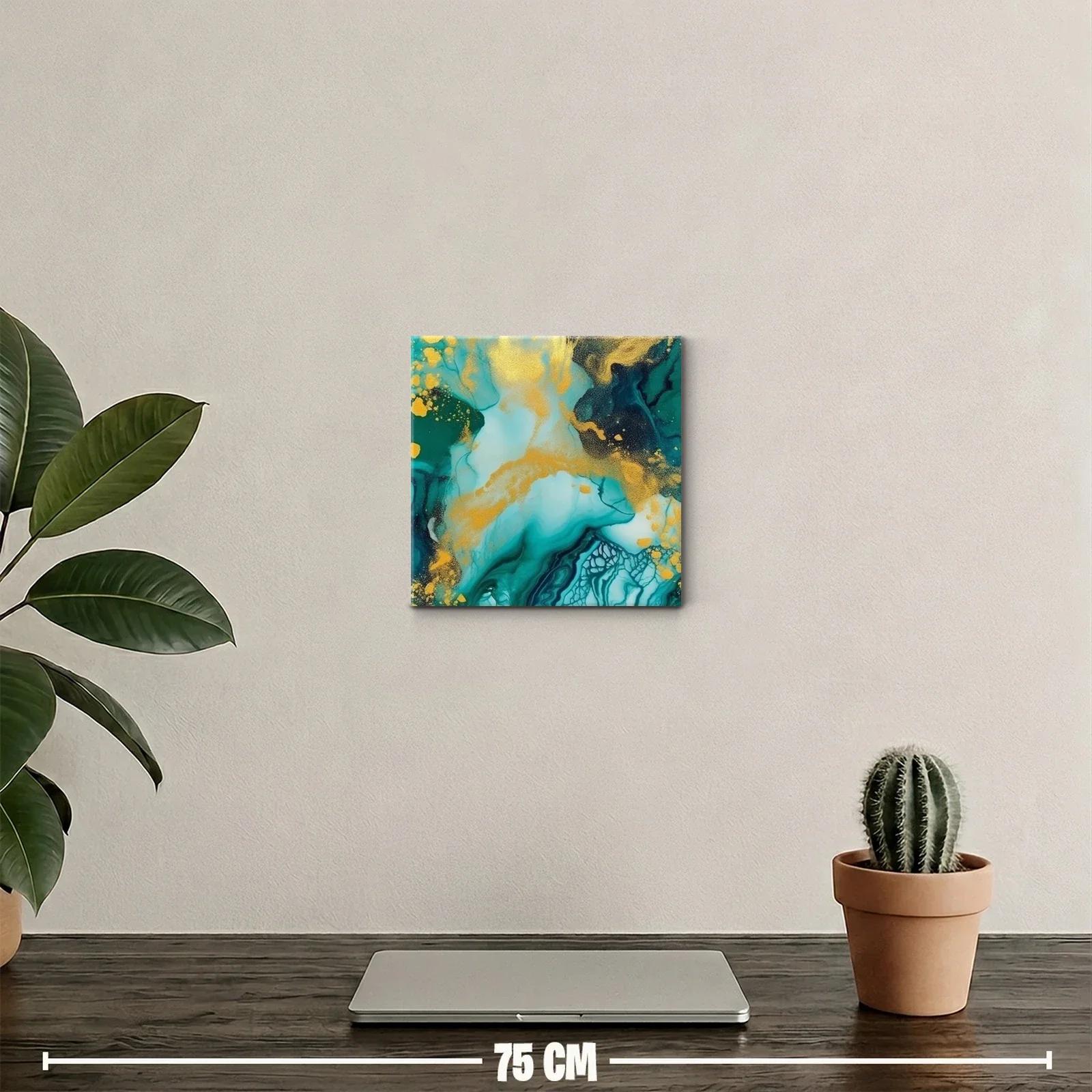 Vida marina abstracta con tonos turquesa y dorados brillantes — miniatura 2