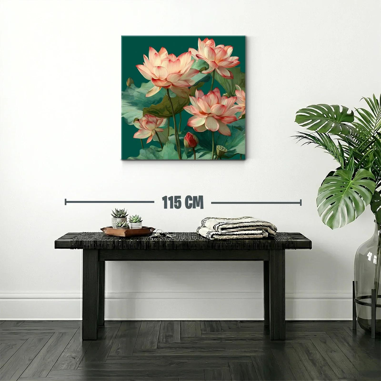 Flores de loto en tonos suaves sobre fondo verde — miniatura 2