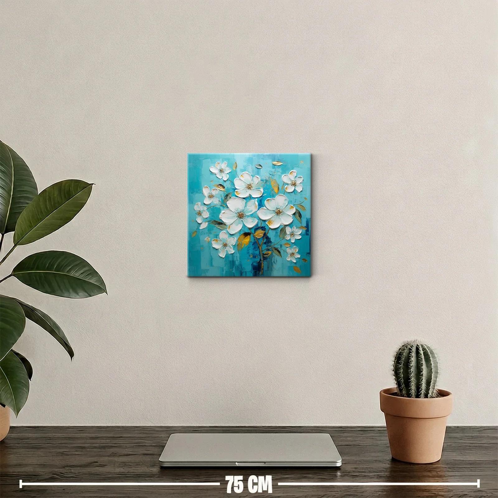 Elegancia floral en tonos turquesa y dorado — miniatura 2