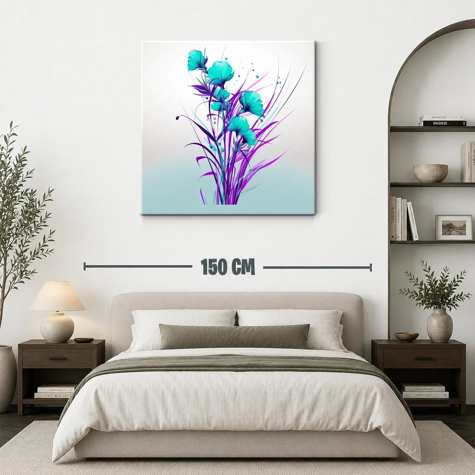 Floral vibrante en tonos turquesa y púrpura modernos — miniatura 3
