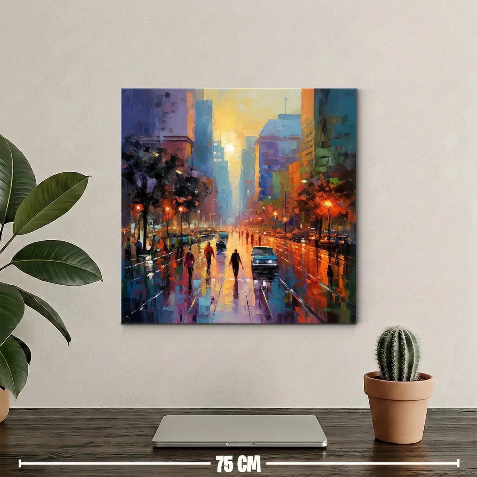 Atardecer urbano con reflejos y luces brillantes — miniatura 2