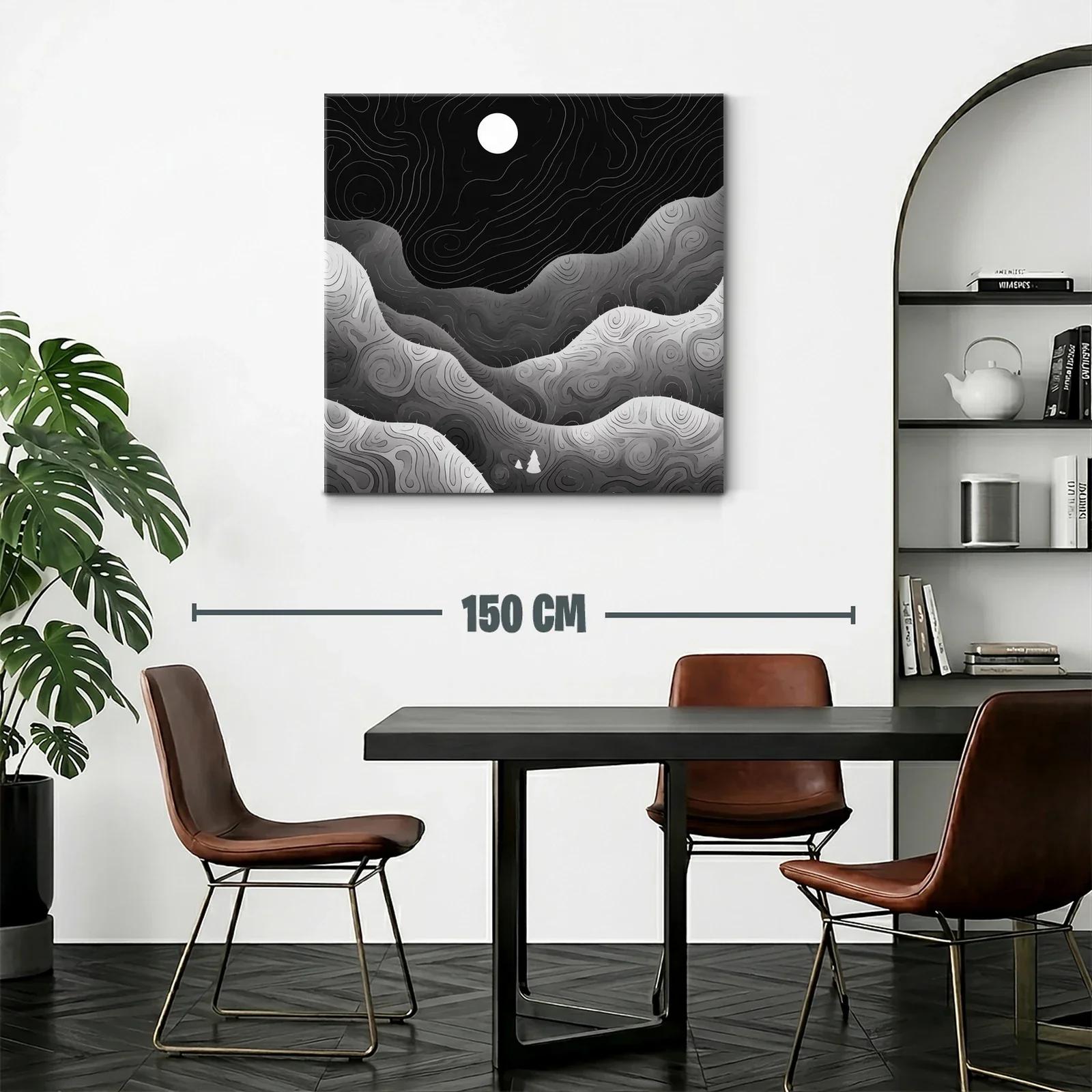 Paisaje nocturno abstracto en tonos grises y negros — miniatura 2