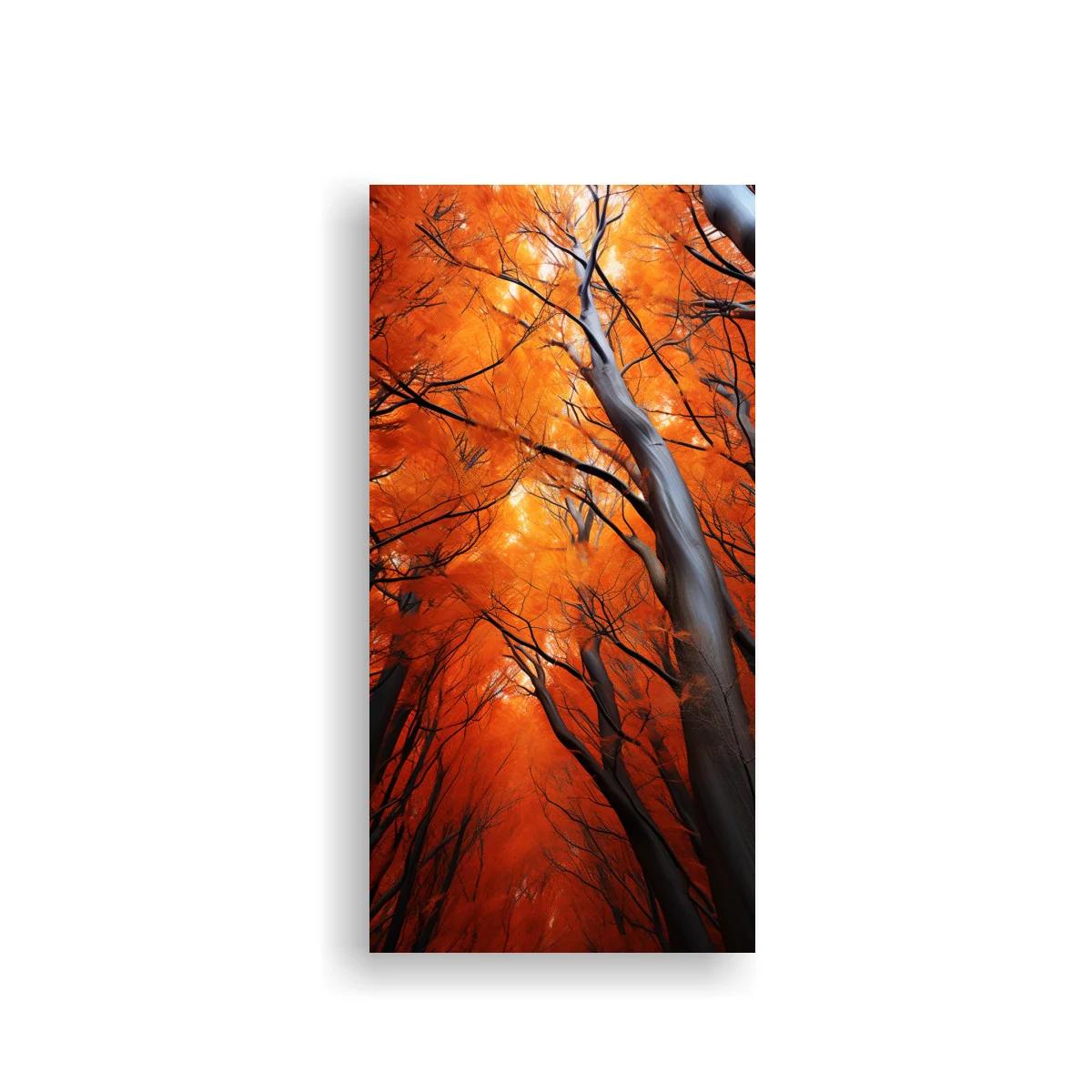 Cuadro bosque de otoño con dosel de hojas naranjas