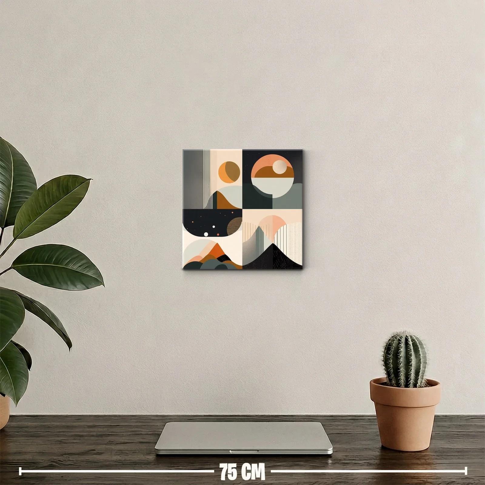 Cuadro abstracto con formas geométricas y tonos cálidos — miniatura 2